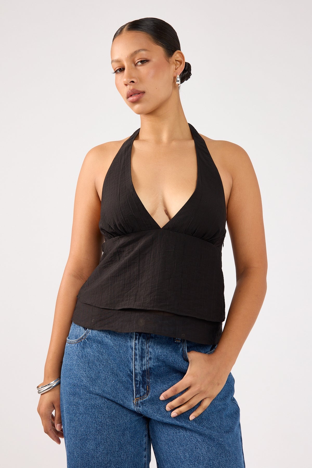 Perfect Stranger EllaMae Ruffle Top Black