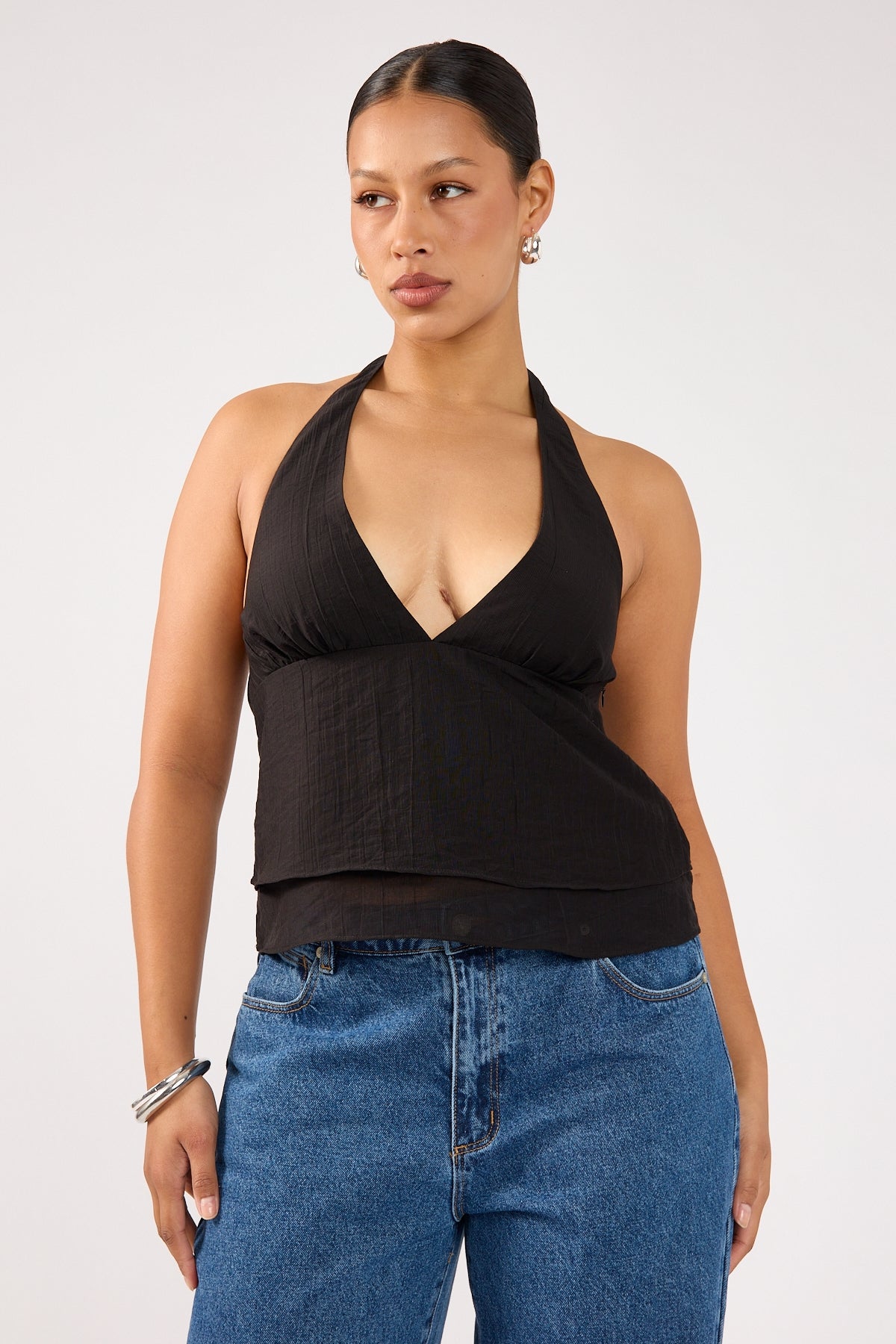 Perfect Stranger EllaMae Ruffle Top Black