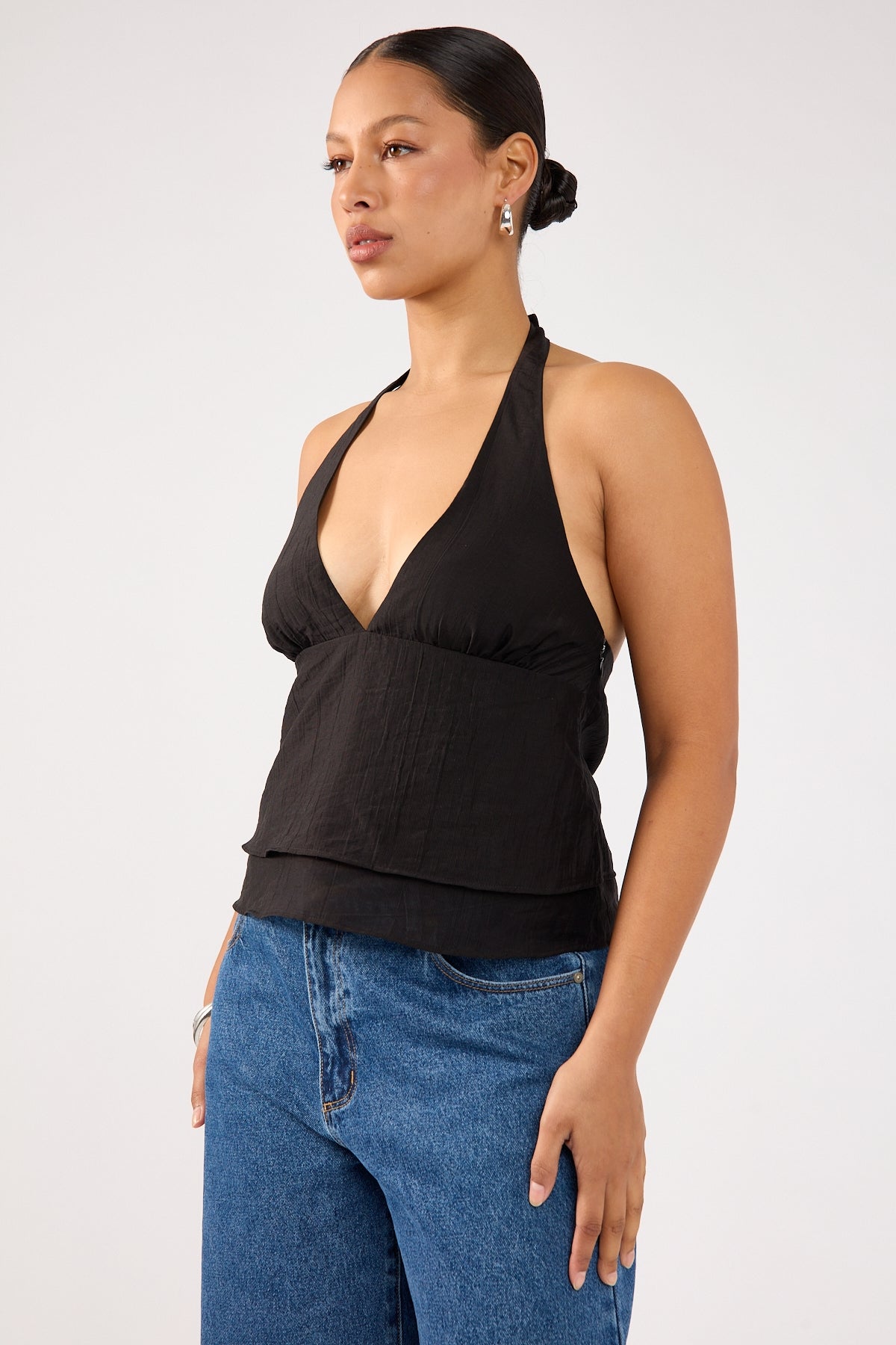 Perfect Stranger EllaMae Ruffle Top Black