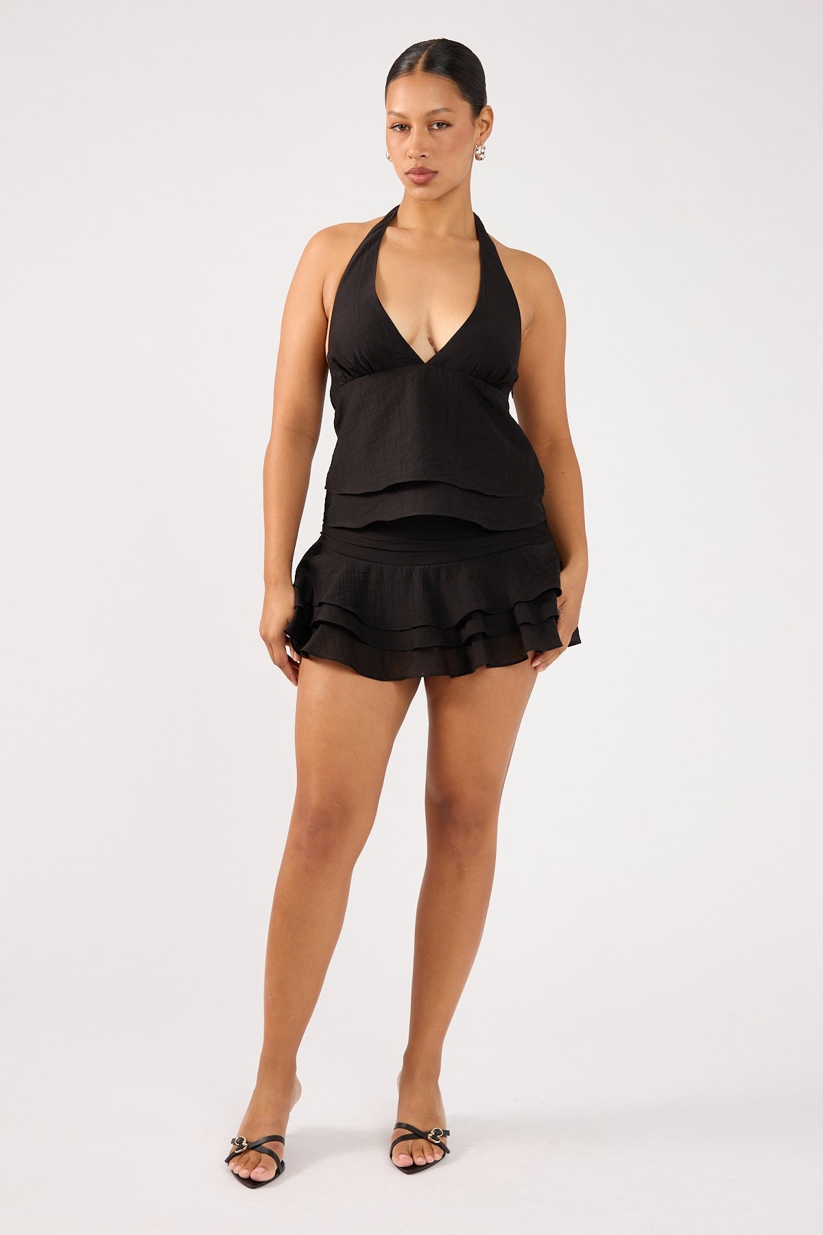 Perfect Stranger EllaMae Ruffle Top Black