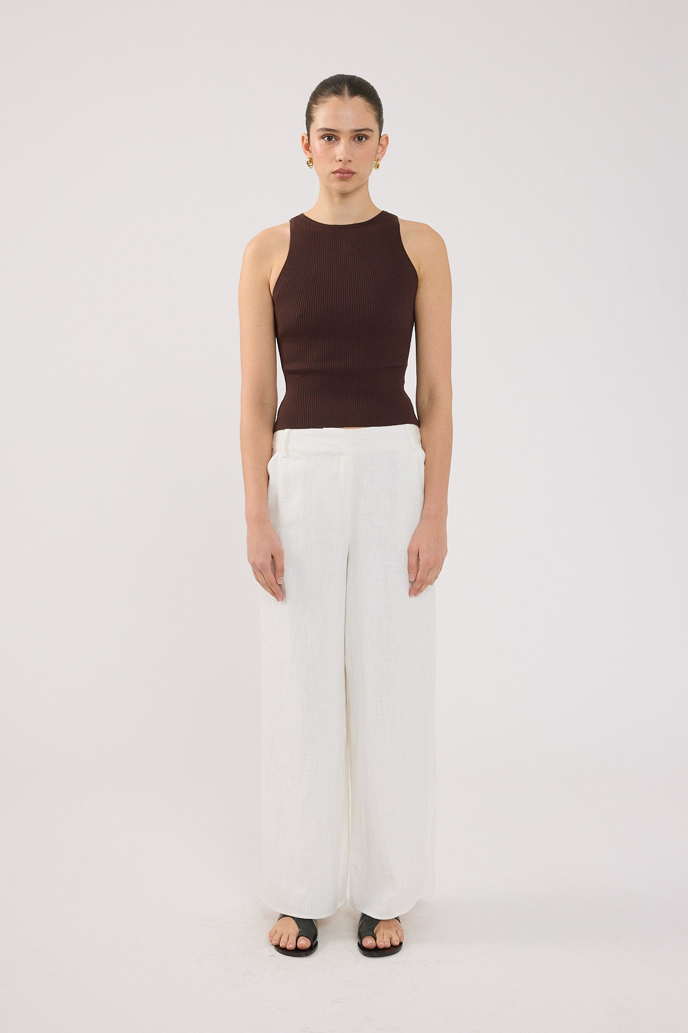 Perfect Stranger Menorca Low Rise Linen Pant White