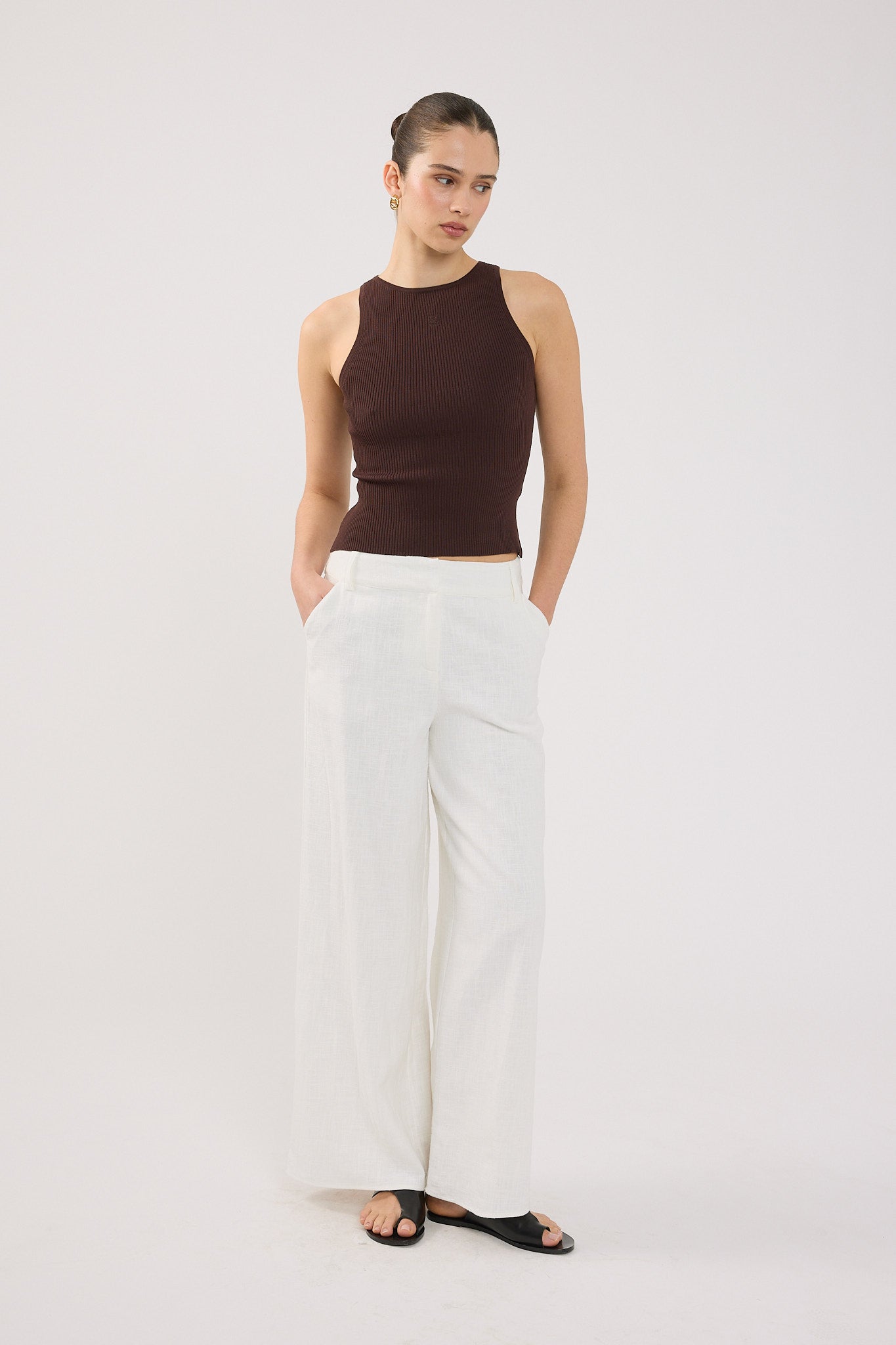 Perfect Stranger Menorca Low Rise Linen Pant White