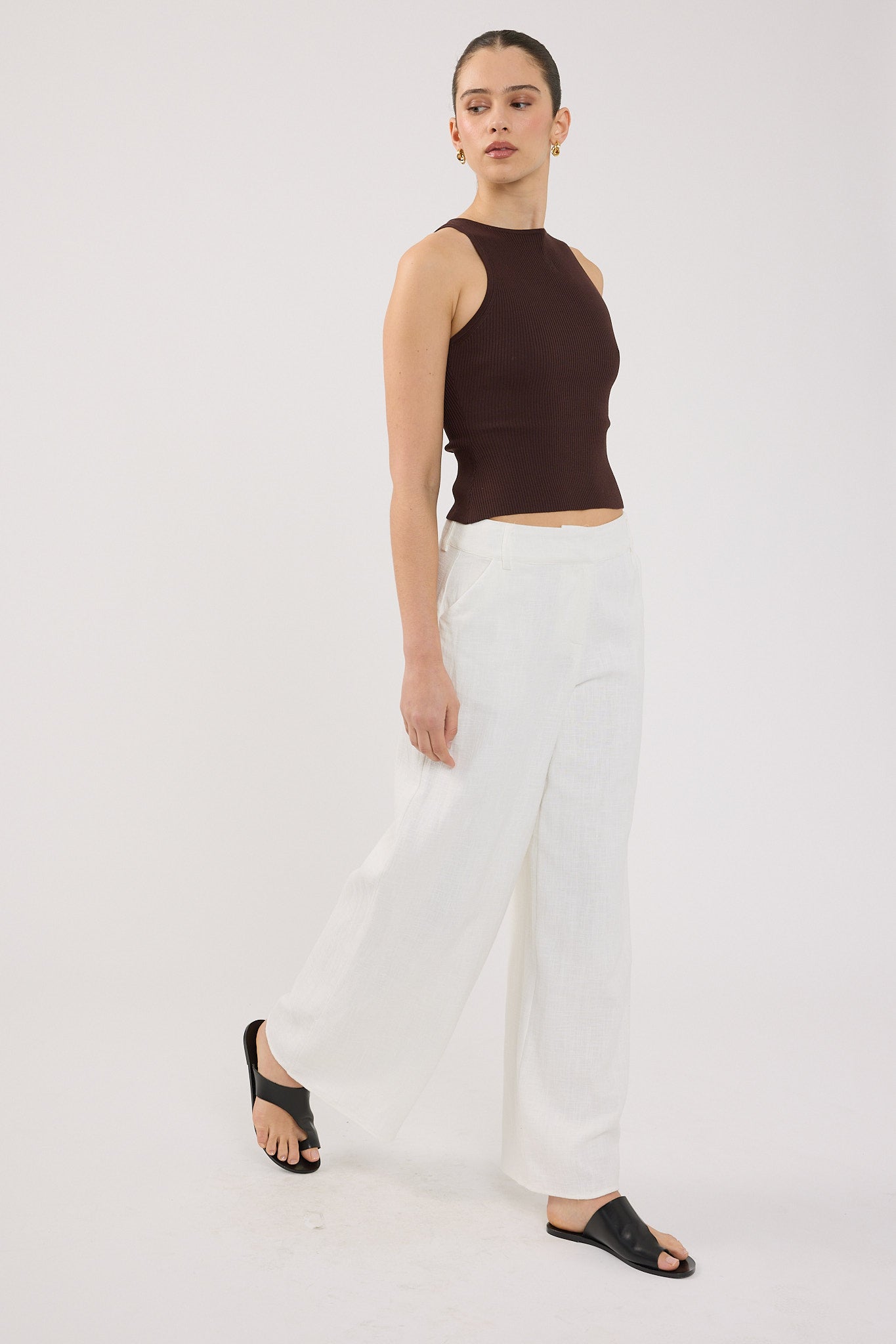 Perfect Stranger Menorca Low Rise Linen Pant White