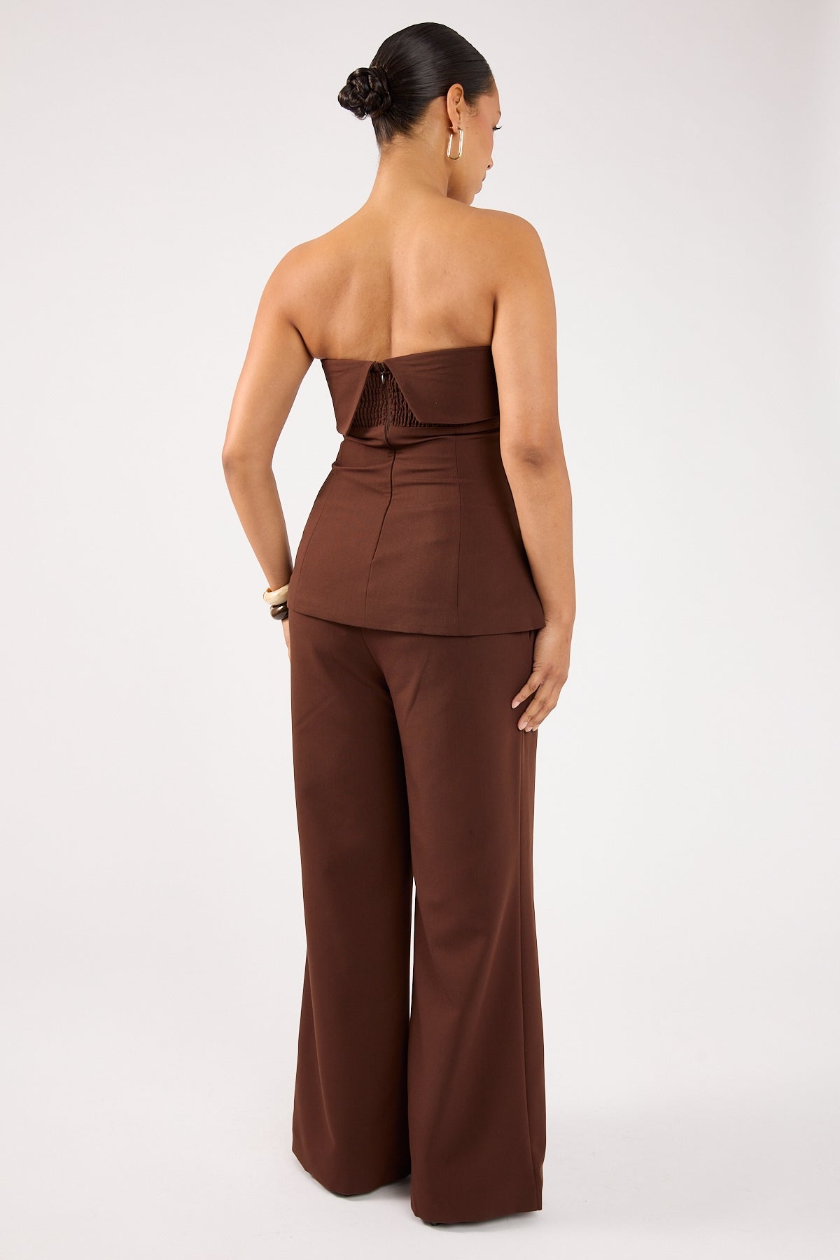 Perfect Stranger Luella Mid Rise Wide Leg Tailored Pant Brown