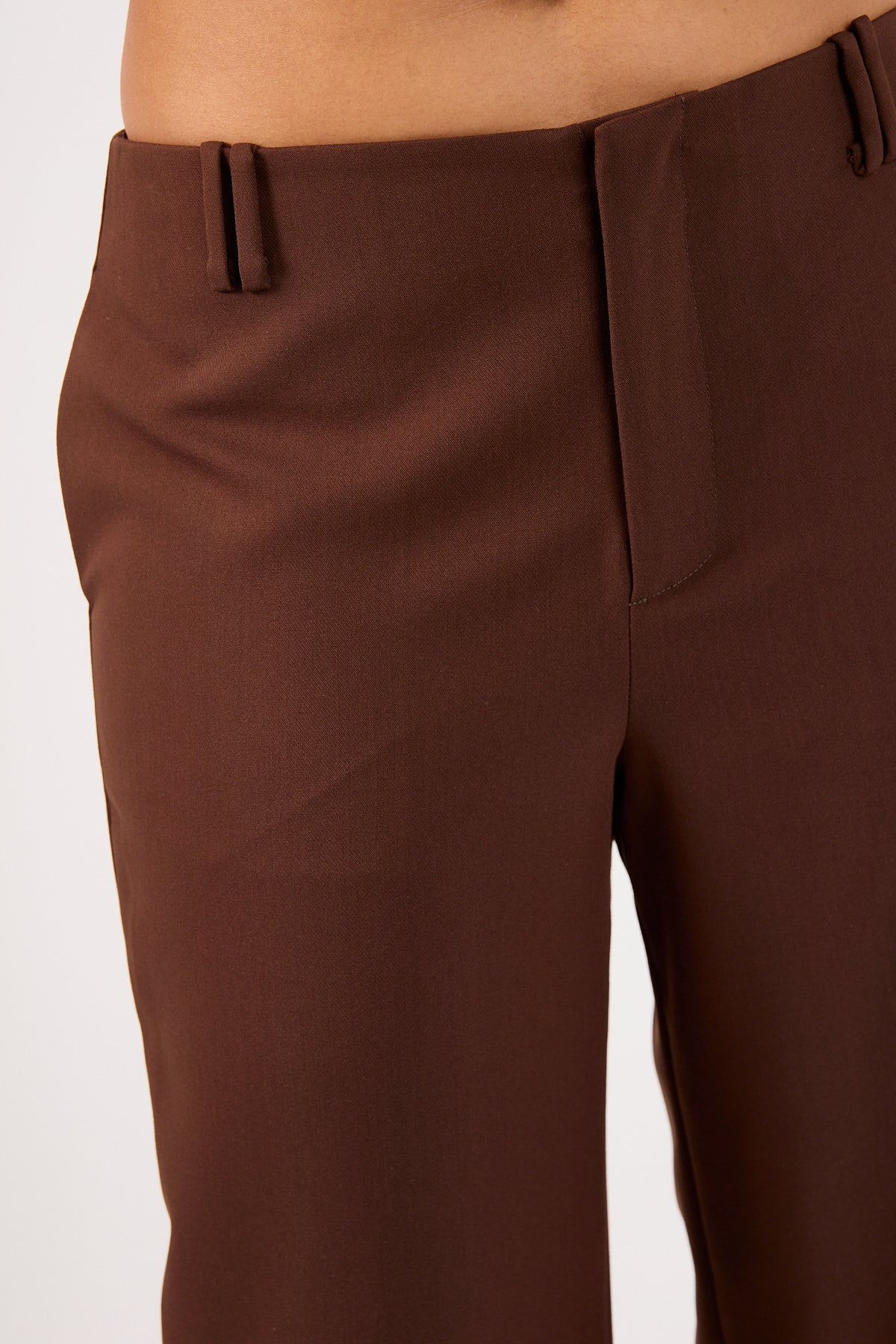 Perfect Stranger Luella Mid Rise Wide Leg Tailored Pant Brown
