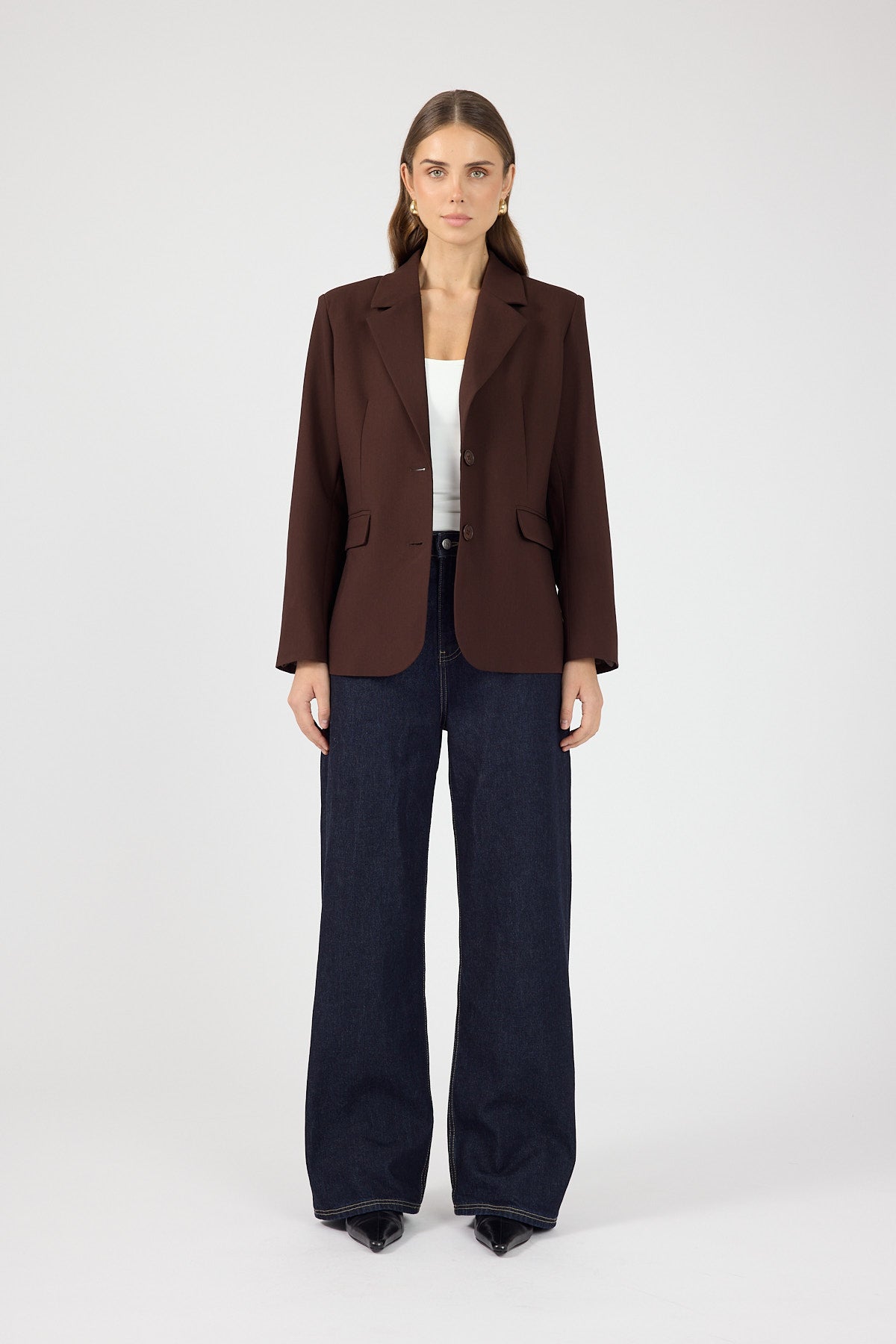 Perfect Stranger Luca Oversized Blazer Chocolate