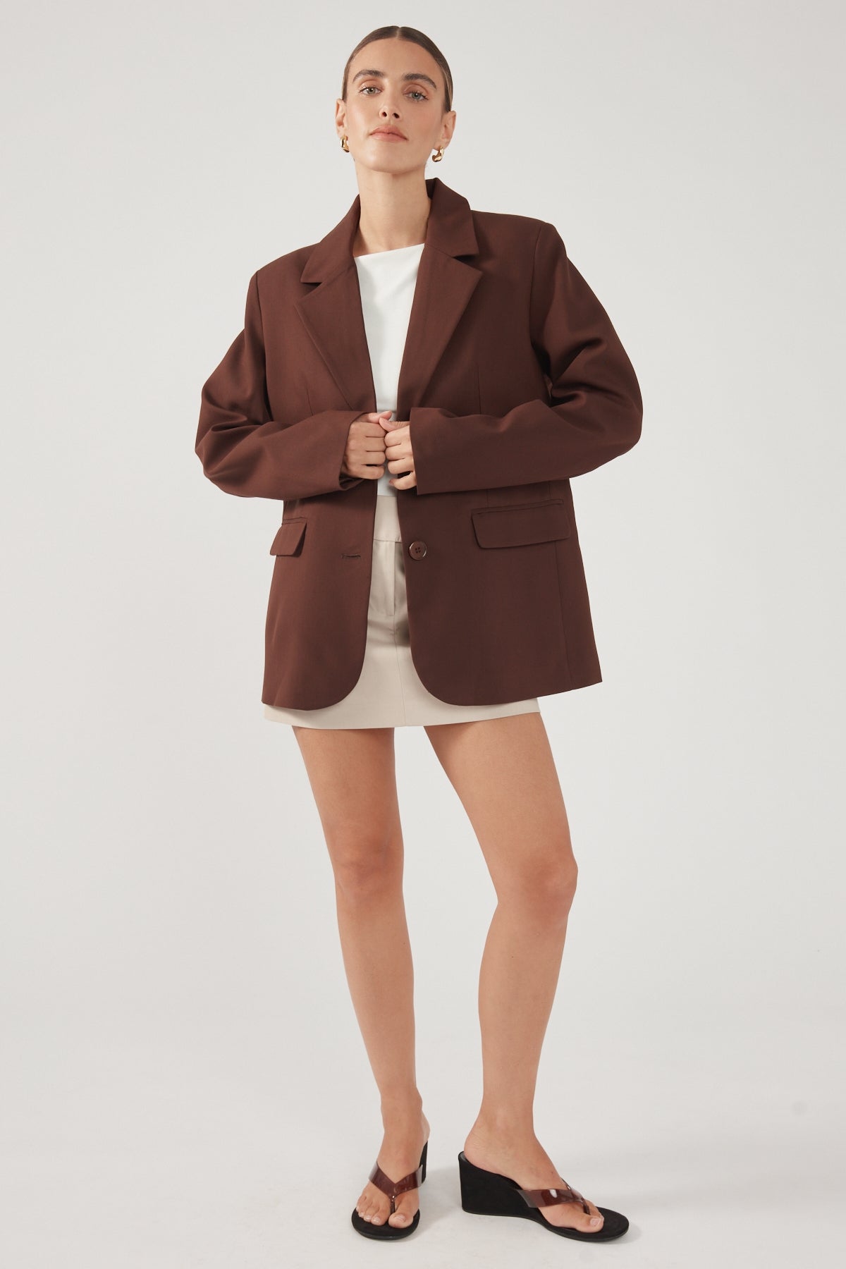 Perfect Stranger Luca Oversized Blazer Chocolate