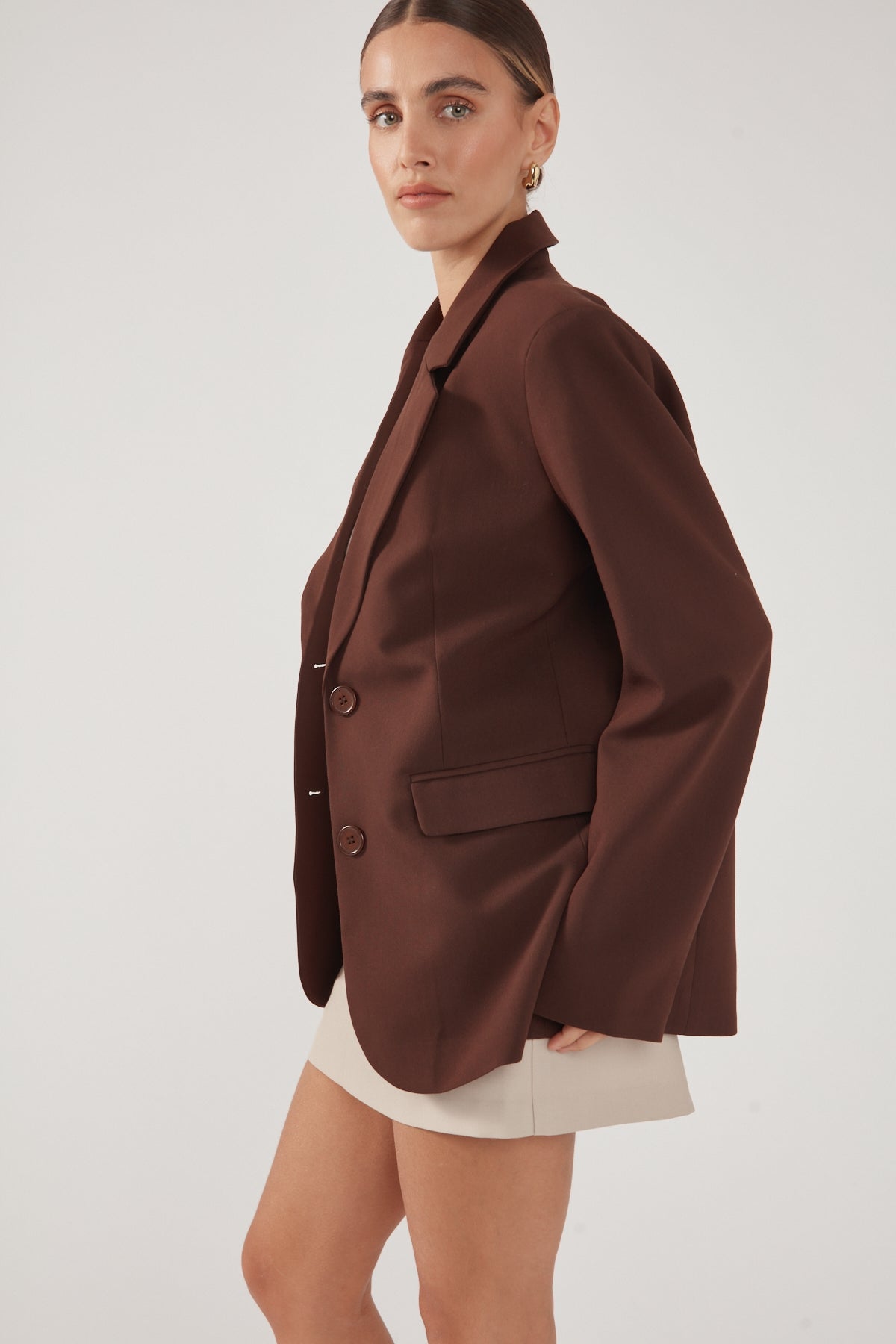 Perfect Stranger Luca Oversized Blazer Chocolate