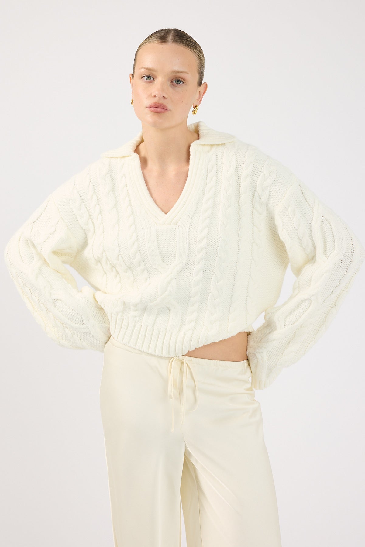 Perfect Stranger Cohen Cable Knit Jumper Cream