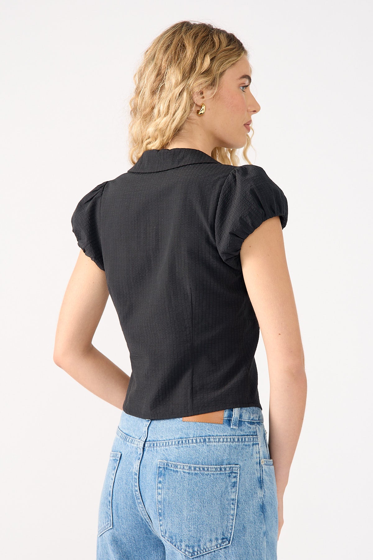 Perfect Stranger Bliana Short Sleeve Blouse Black