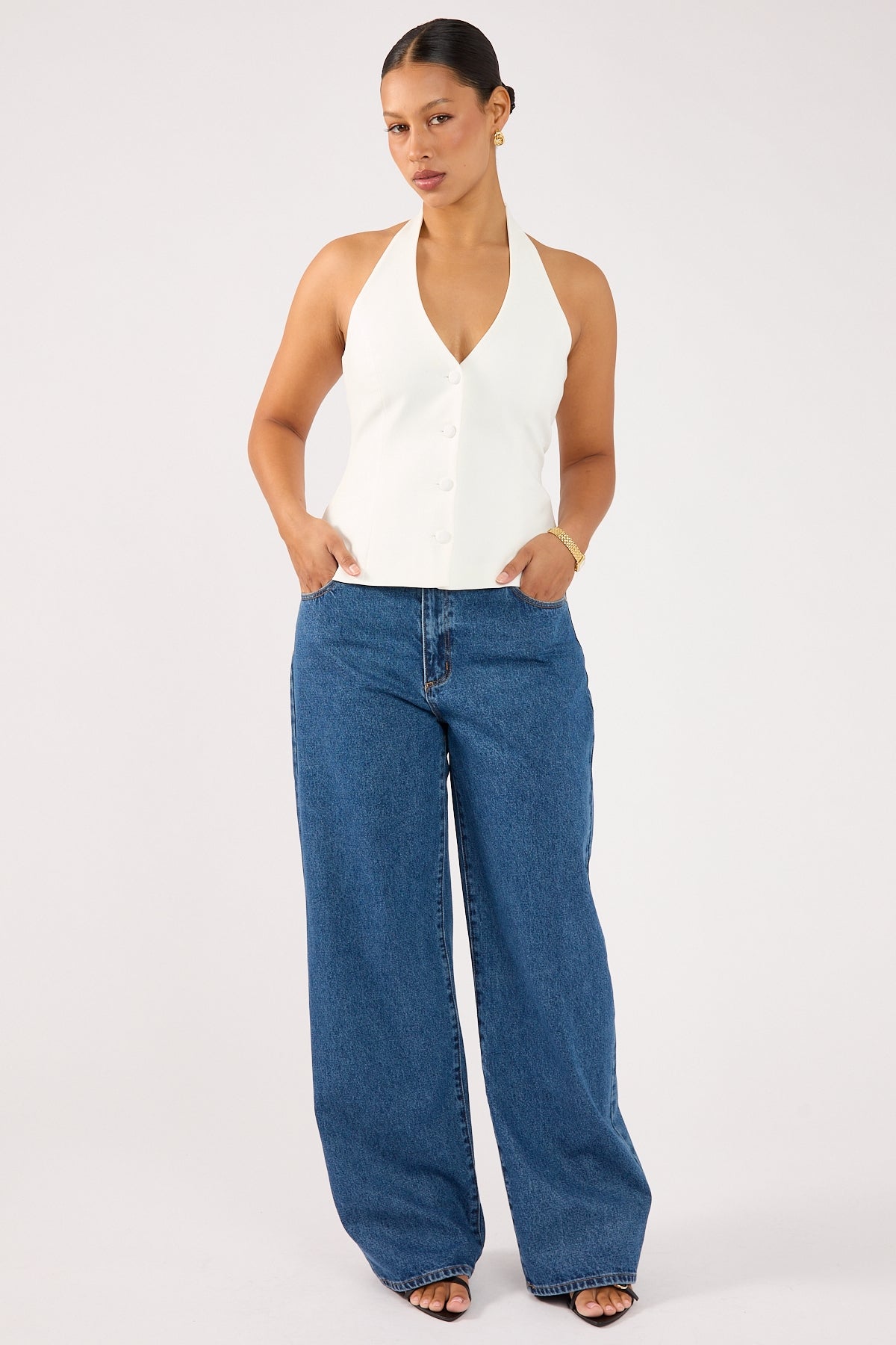 Perfect Stranger Luca Halter Tailored Vest White