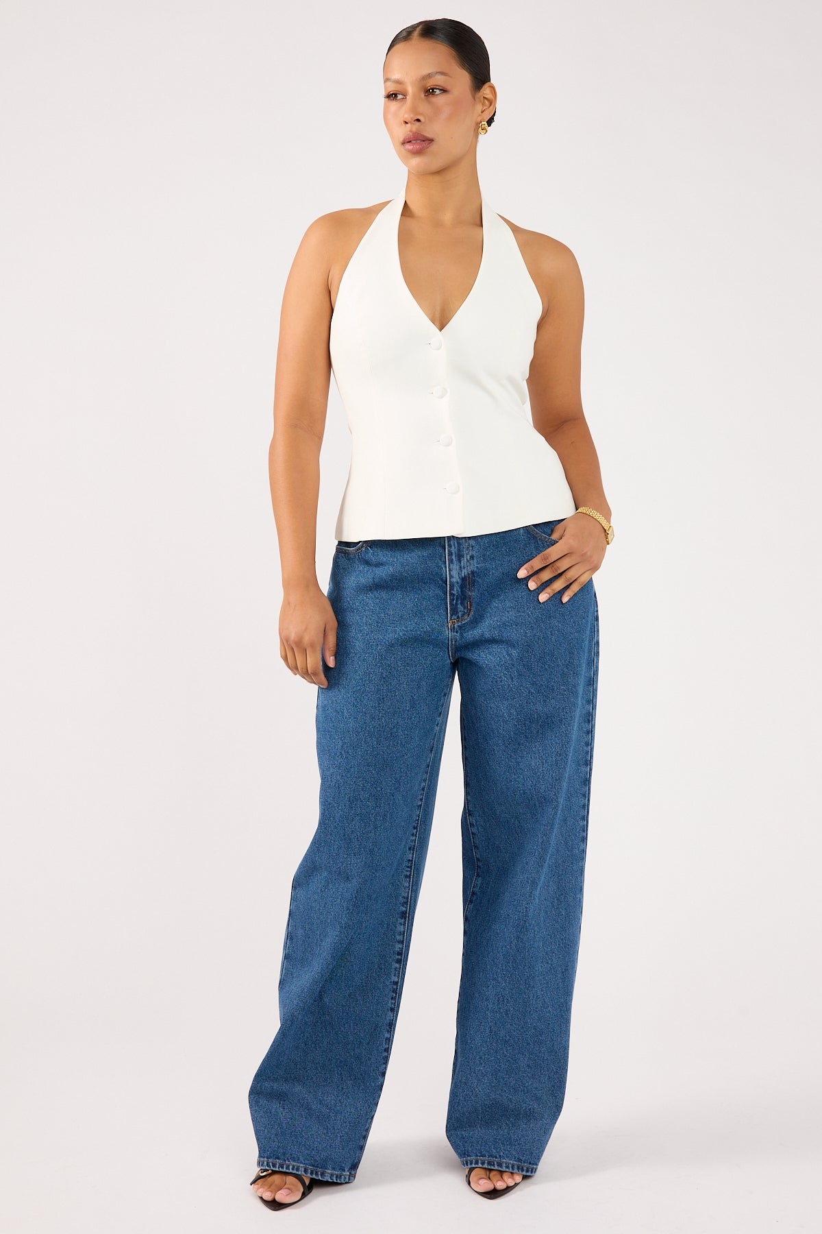 Perfect Stranger Luca Halter Tailored Vest White