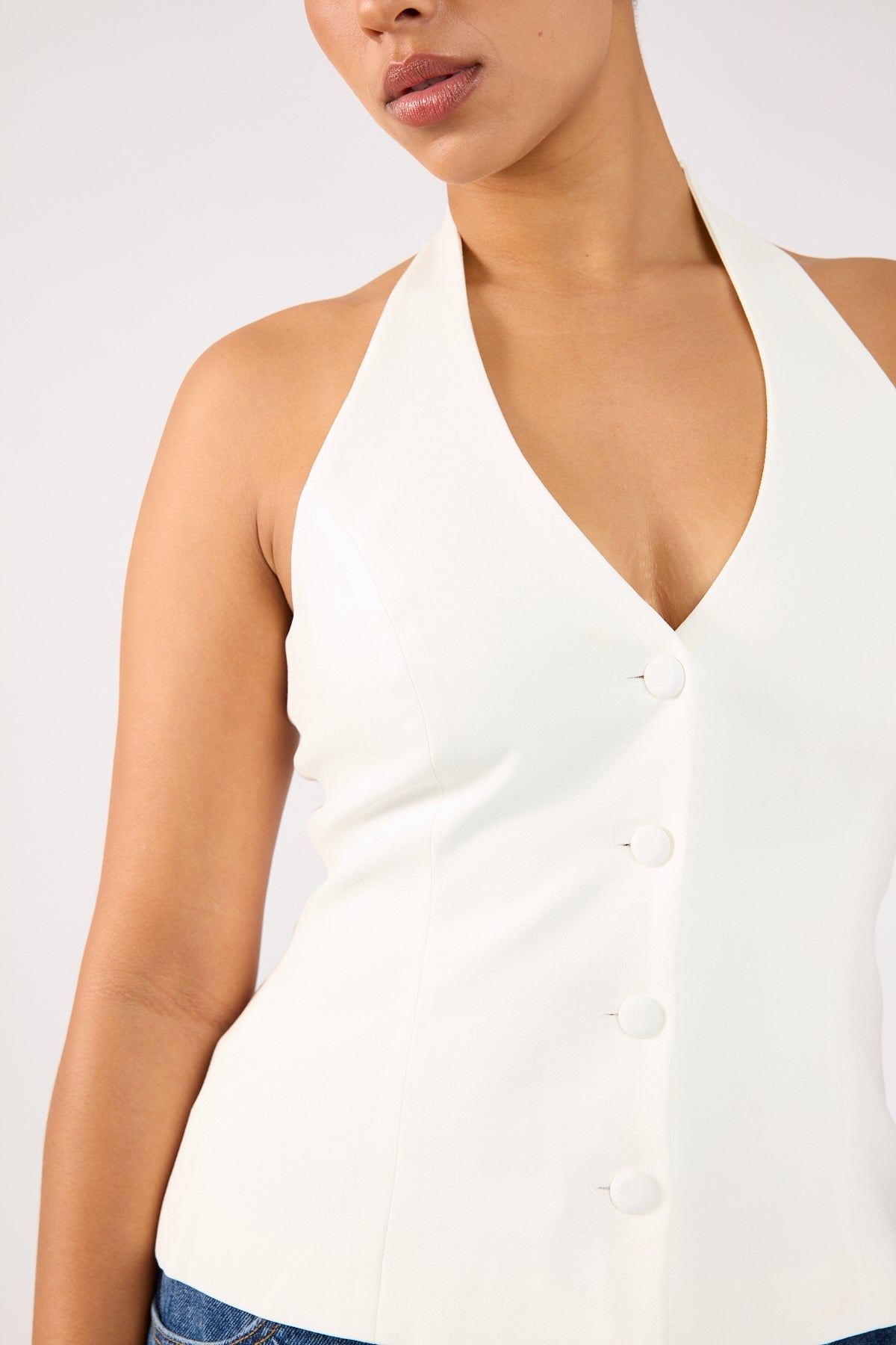 Perfect Stranger Luca Halter Tailored Vest White