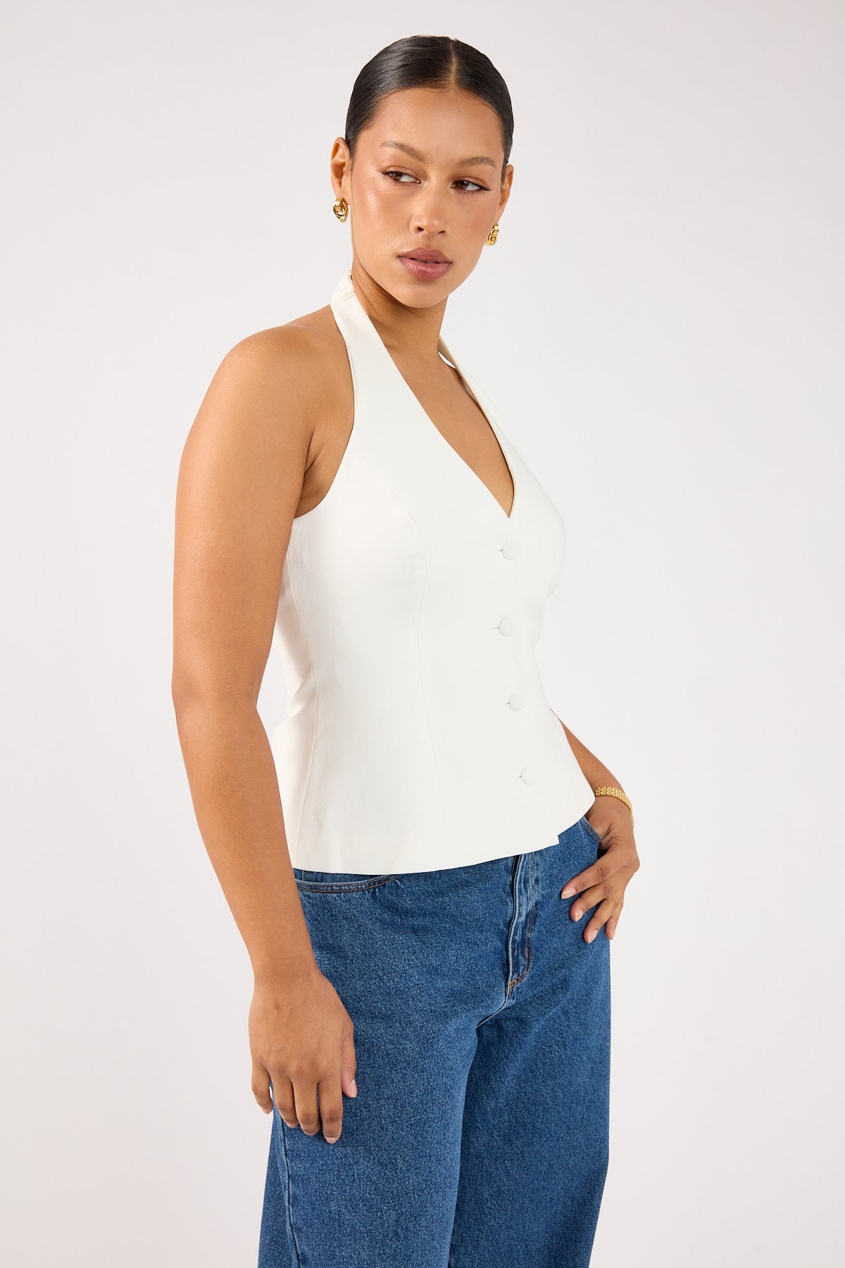 Perfect Stranger Luca Halter Tailored Vest White