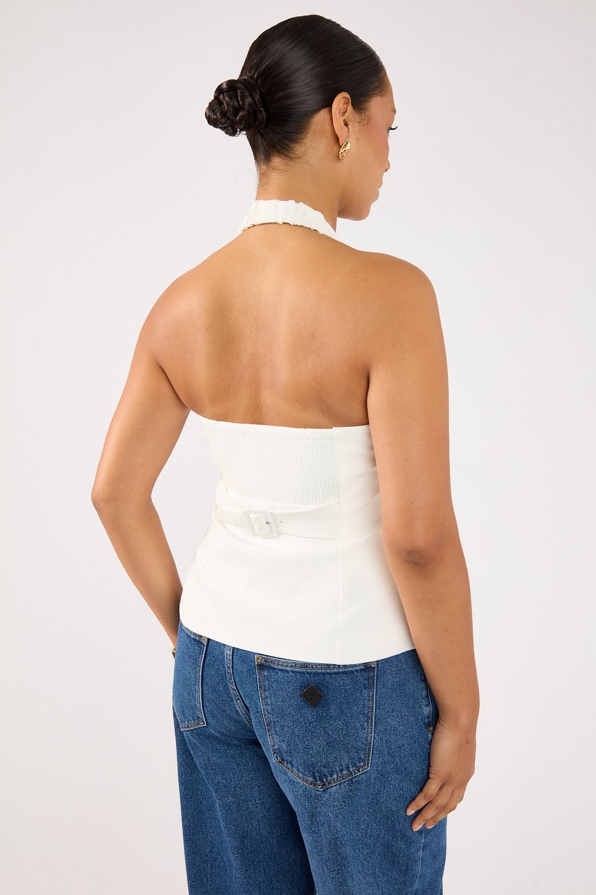 Perfect Stranger Luca Halter Tailored Vest White