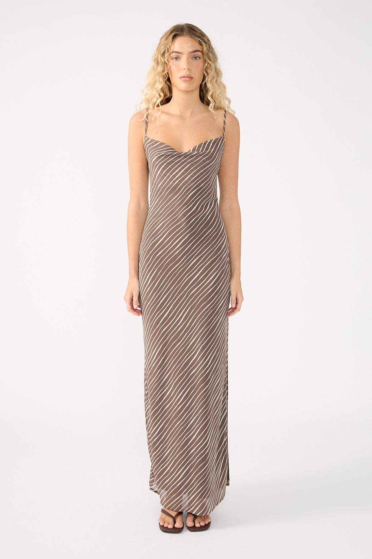 Perfect Stranger Priscilla Chiffon Maxi Dress Taupe Print