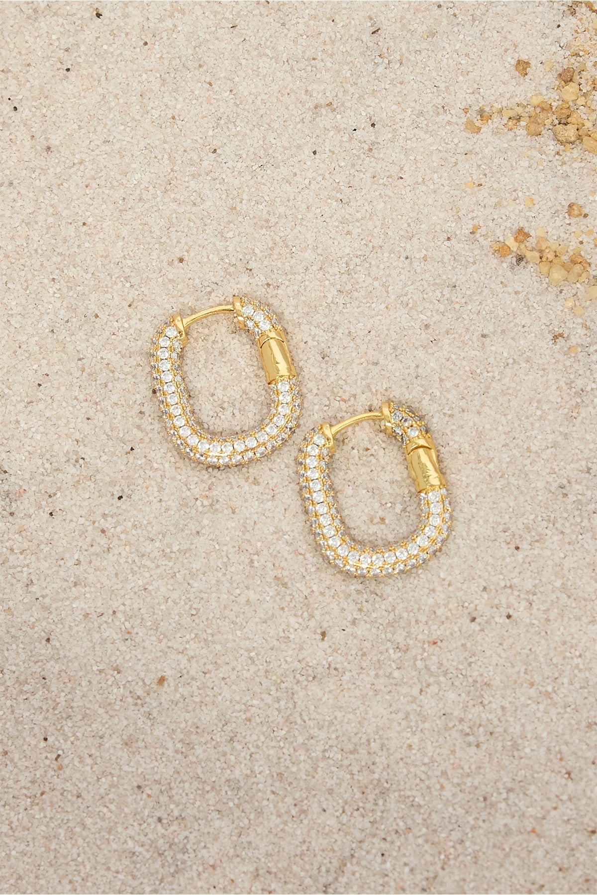 Perfect Stranger Diamonte Link Earrings 18K Gold