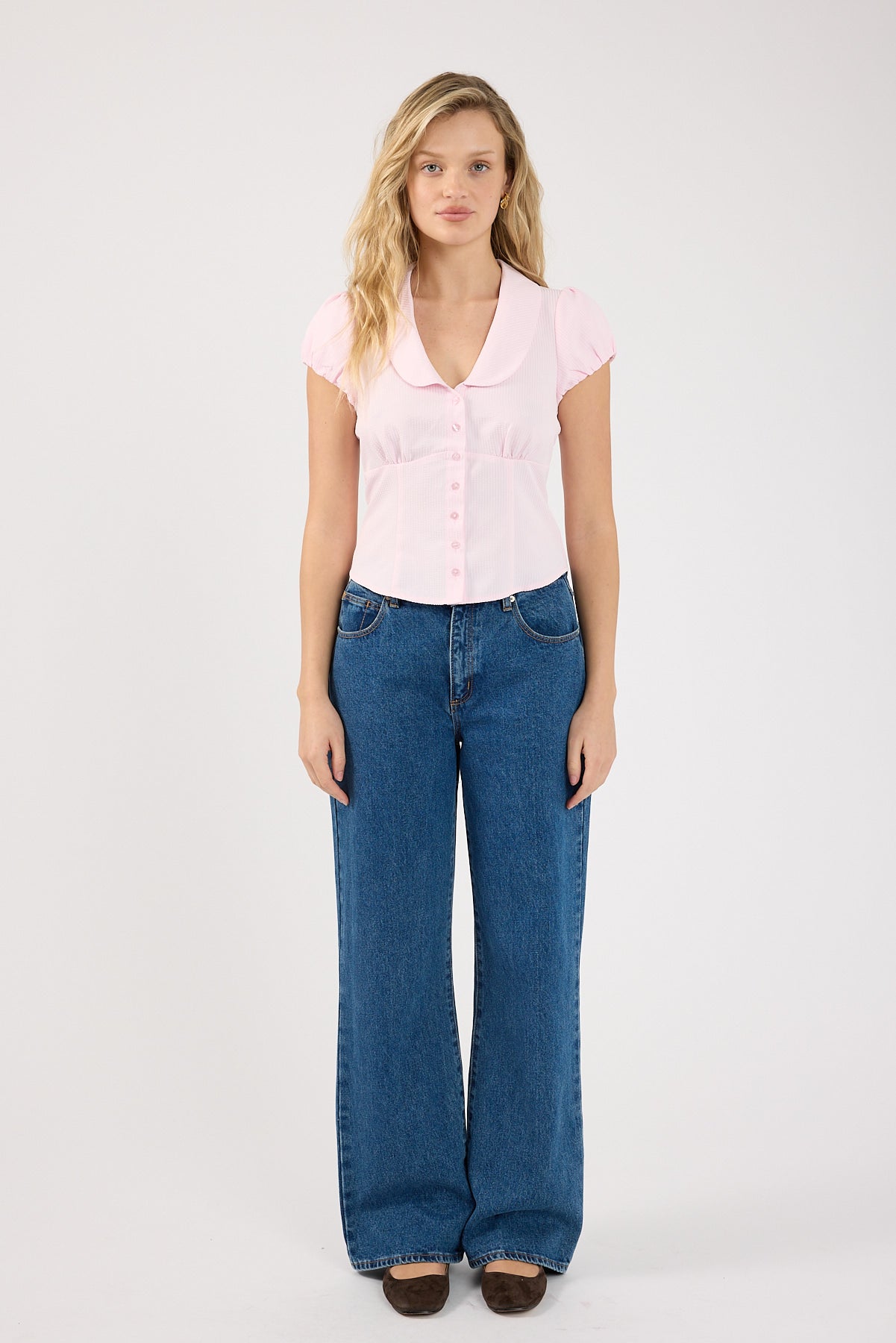 Perfect Stranger Bliana Short Sleeve Blouse Baby Pink