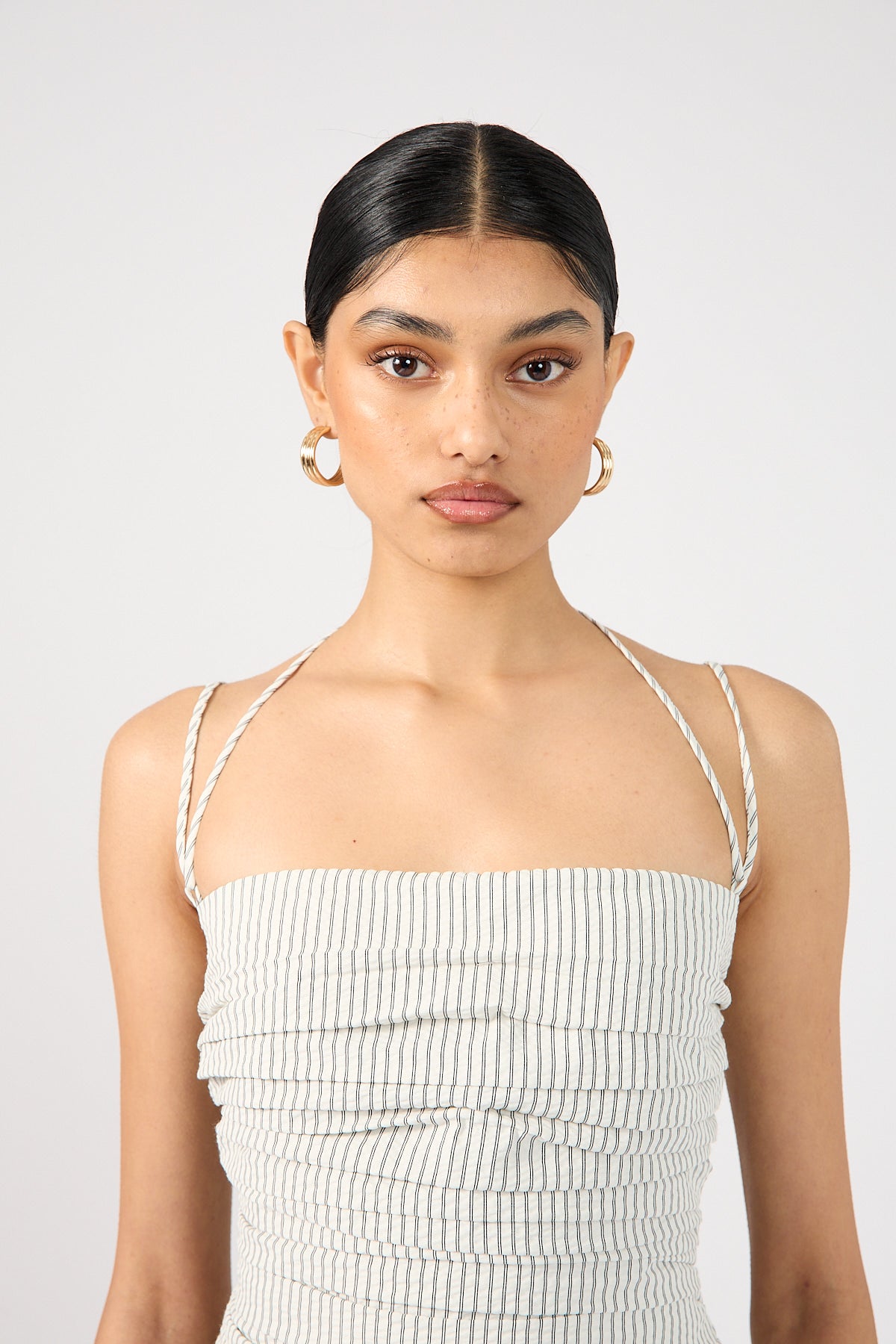 Perfect Stranger Devin Double Strap Maxi Dress Black Stripe