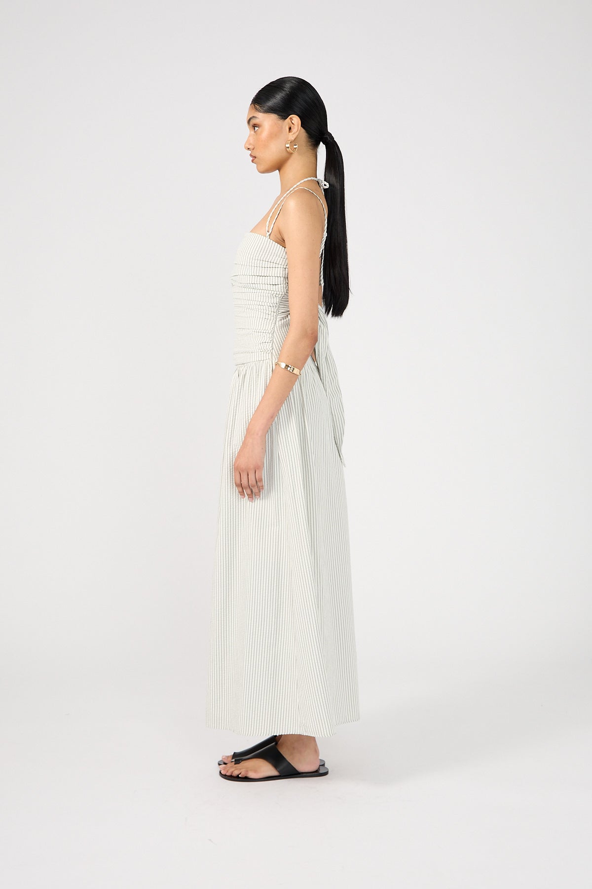 Perfect Stranger Devin Double Strap Maxi Dress Black Stripe