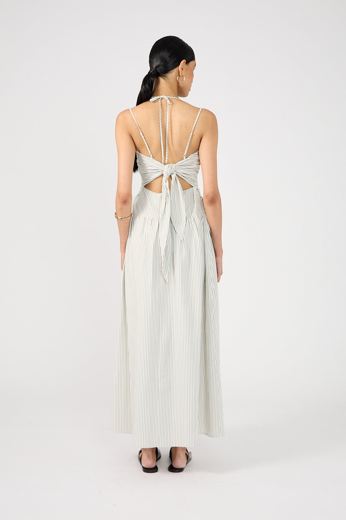 Perfect Stranger Devin Double Strap Maxi Dress Black Stripe