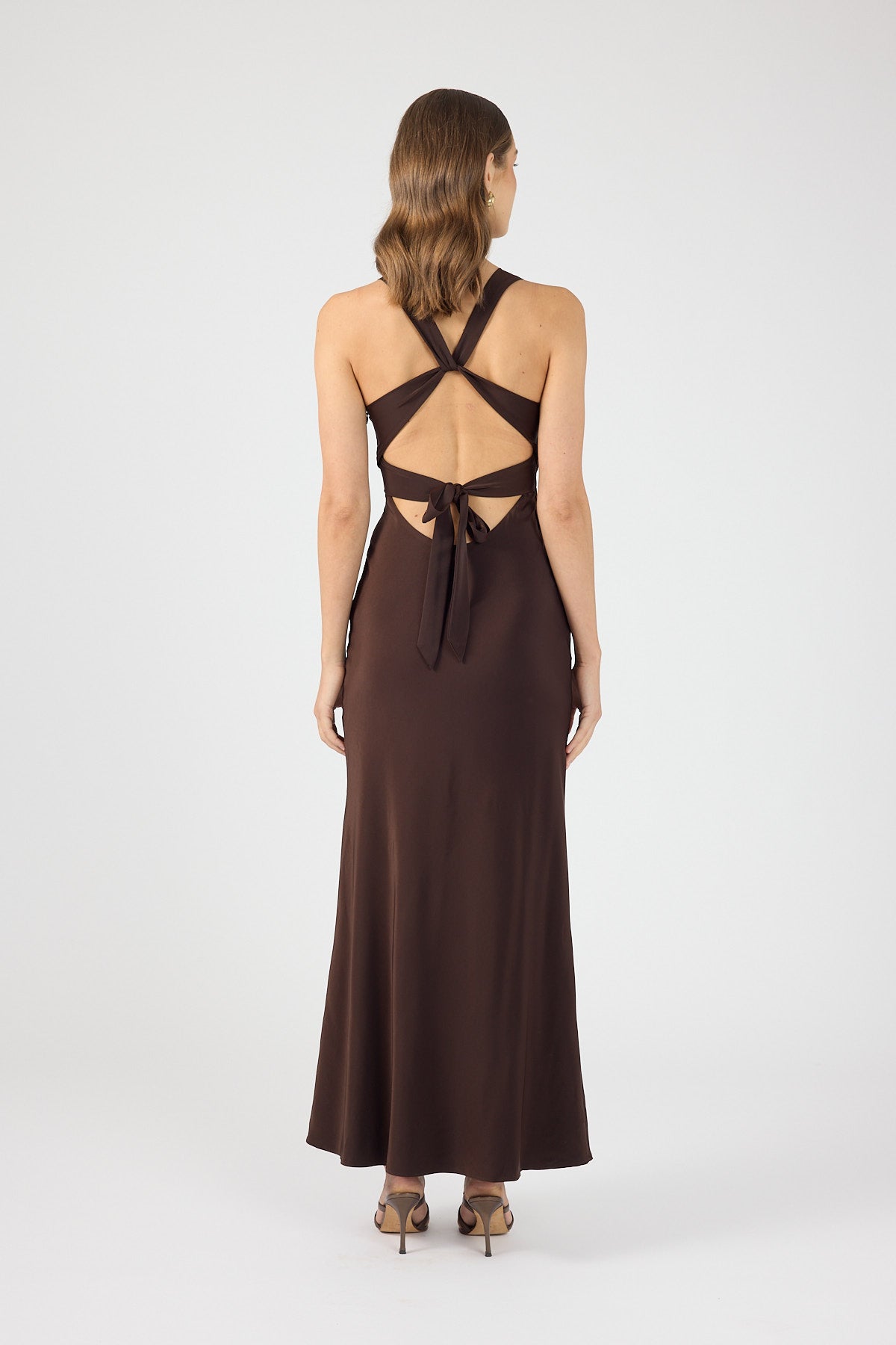 Perfect Stranger Ellie Twist Front Maxi Dress Brown