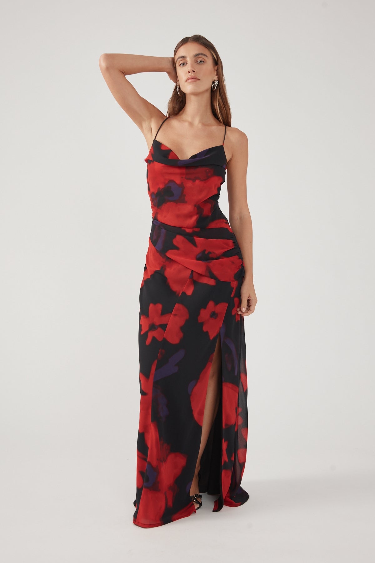 Perfect Stranger Saskia Chiffon Maxi Dress Black Print