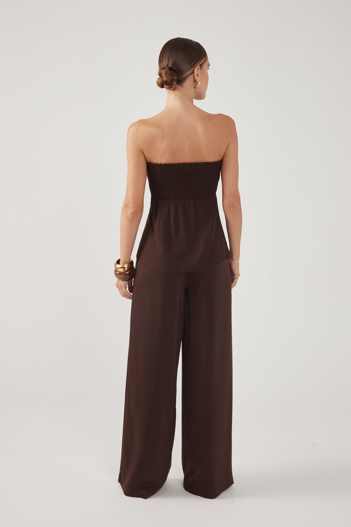 Perfect Stranger Ellie Strapless Satin Top Brown