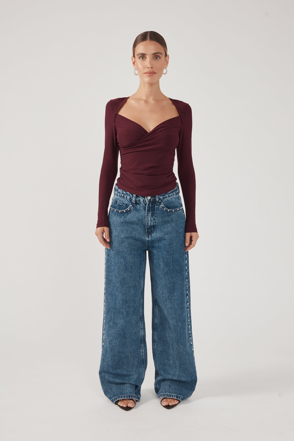 Perfect Stranger Dominik Long Sleeve Top Plum