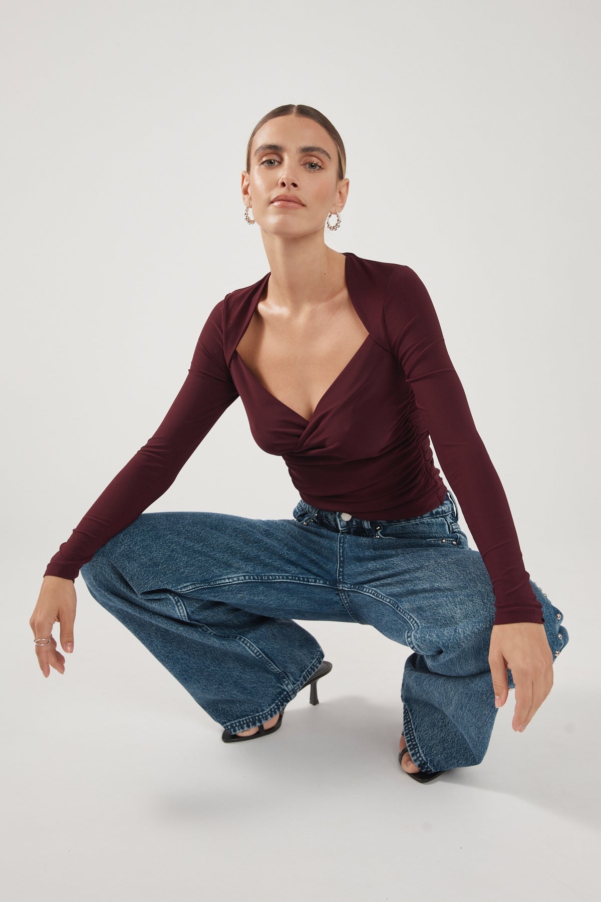 Perfect Stranger Dominik Long Sleeve Top Plum