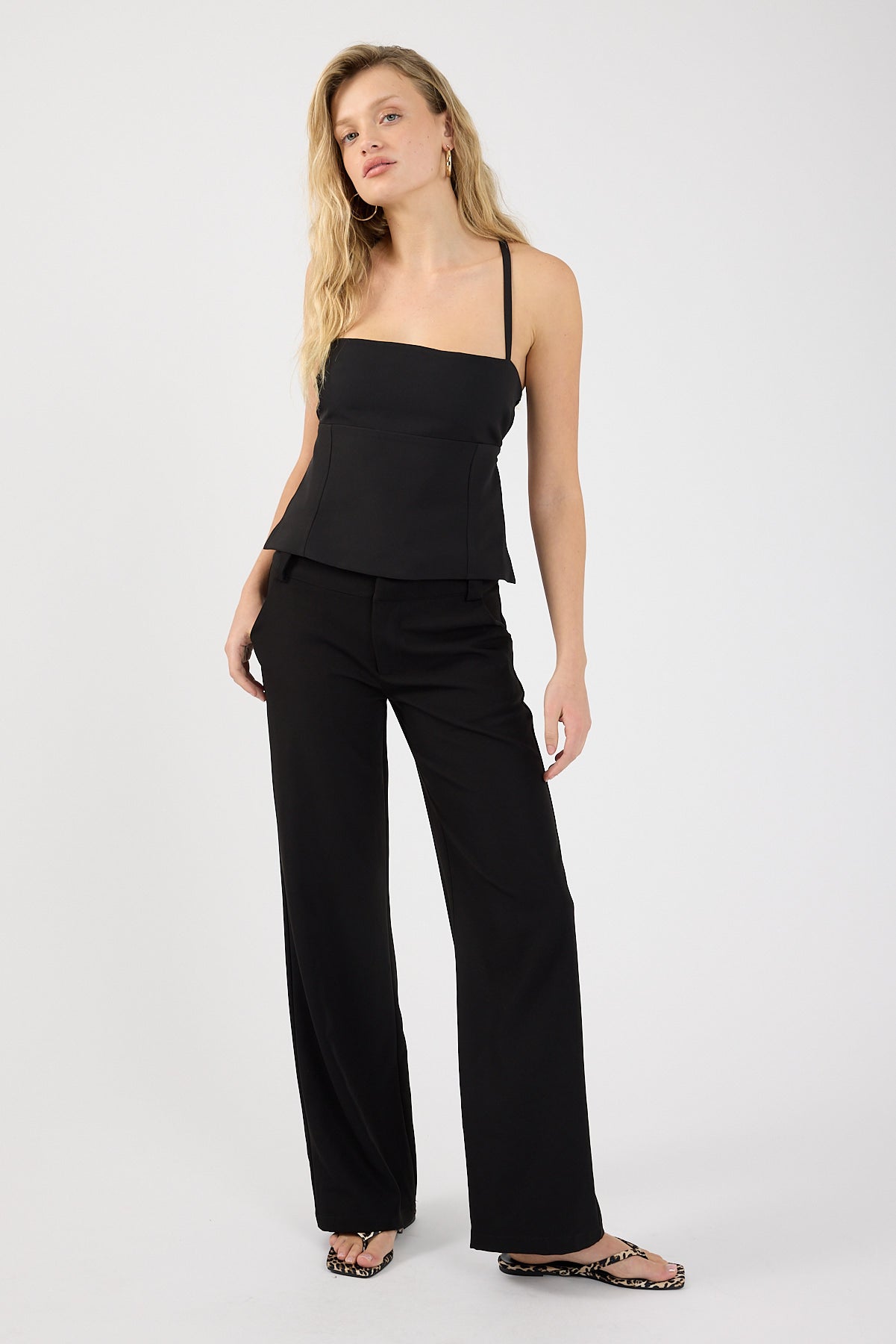 Perfect Stranger Mia Lace up Back Tie Top Black