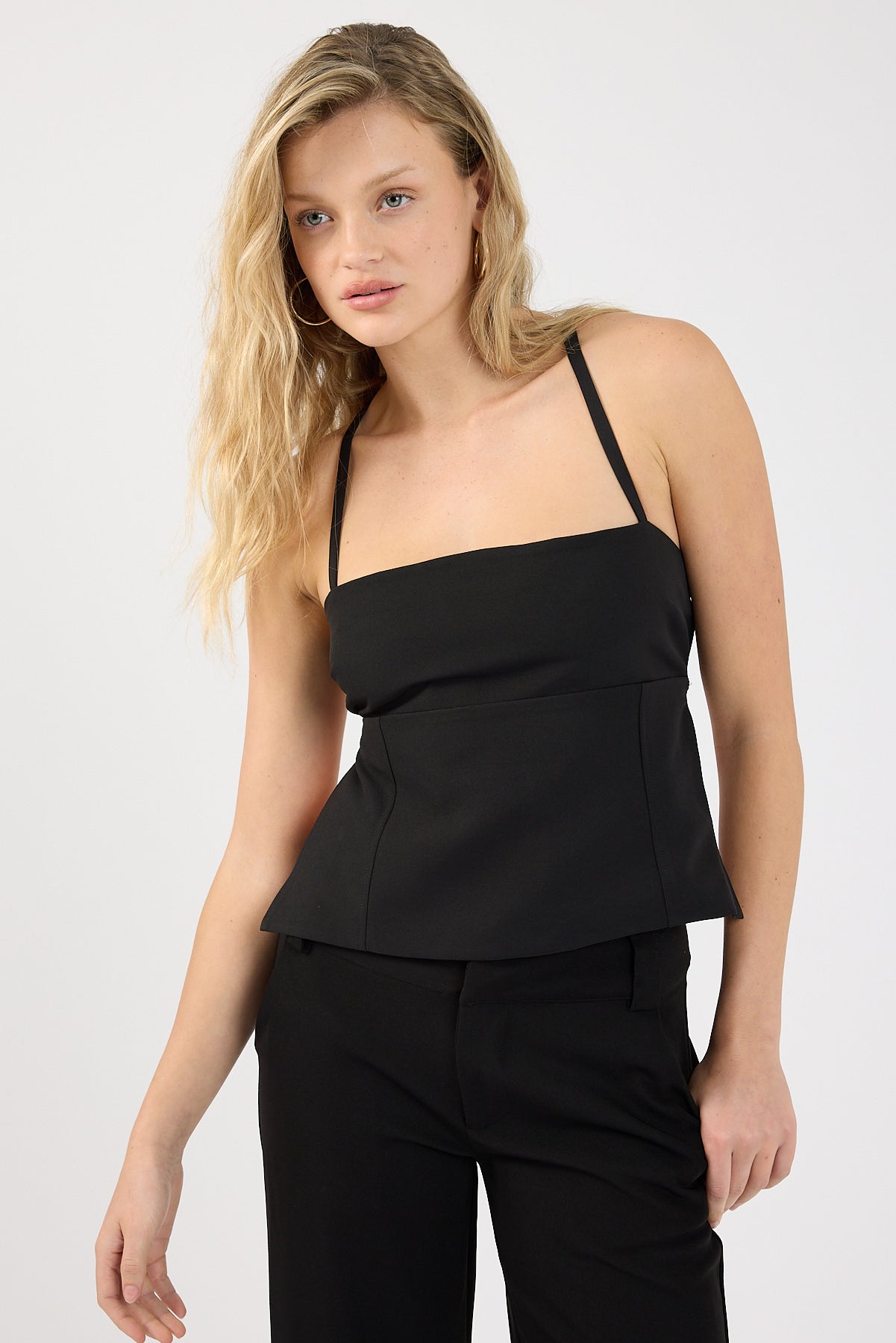 Perfect Stranger Mia Lace up Back Tie Top Black