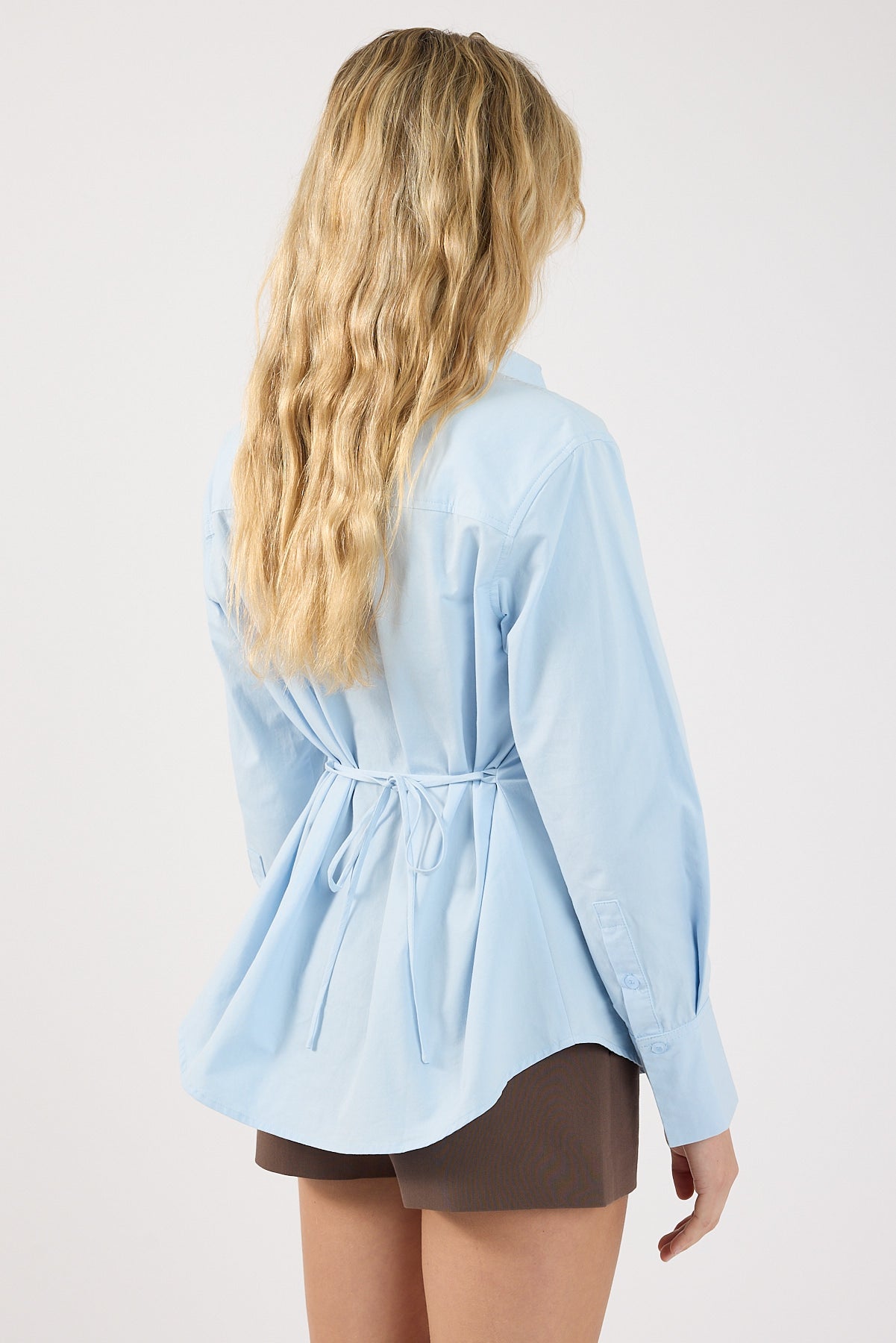 Perfect Stranger Mason Tie Back Shirt Light Blue