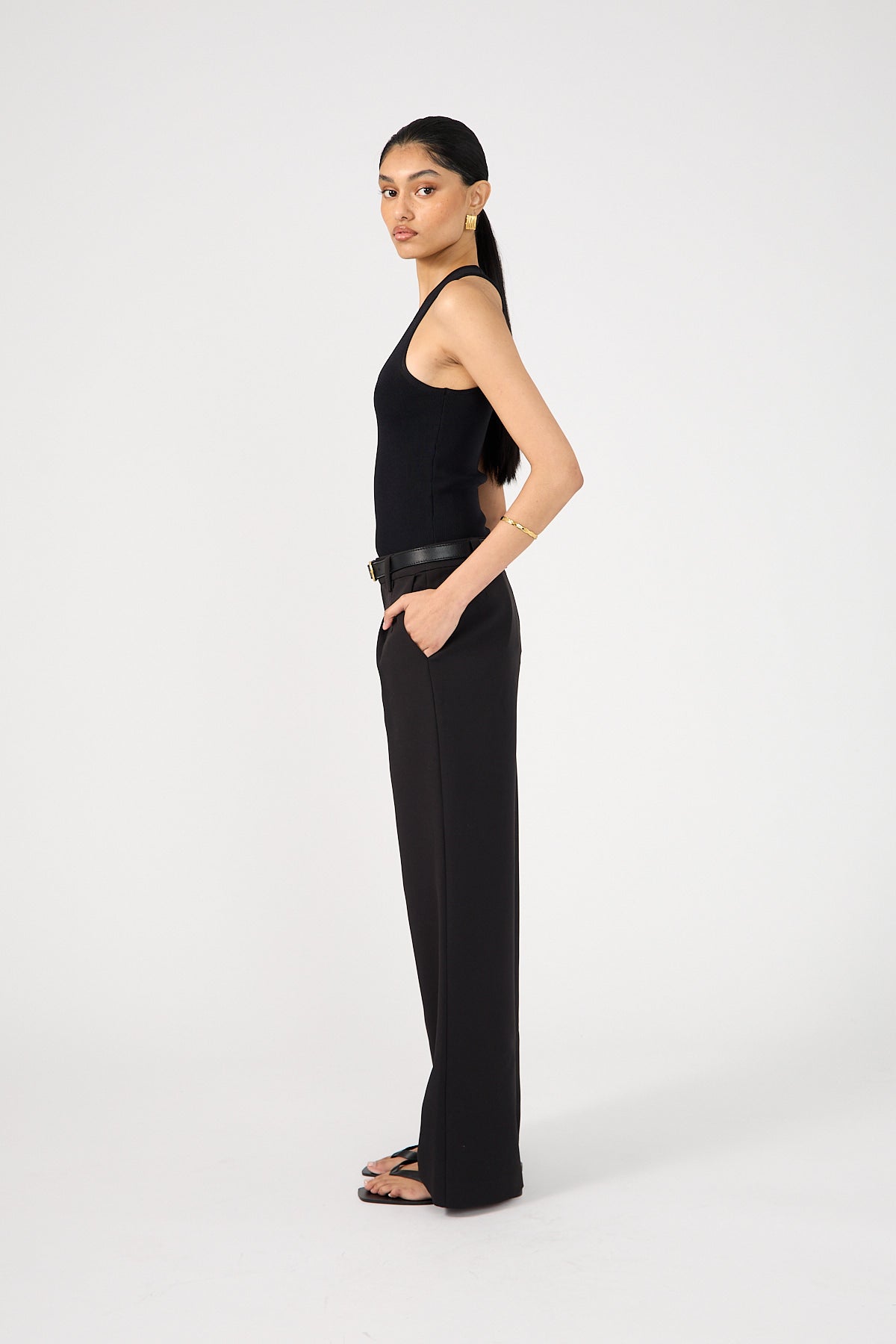 Perfect Stranger Mia Straight Low Rise Tailored Pants Black