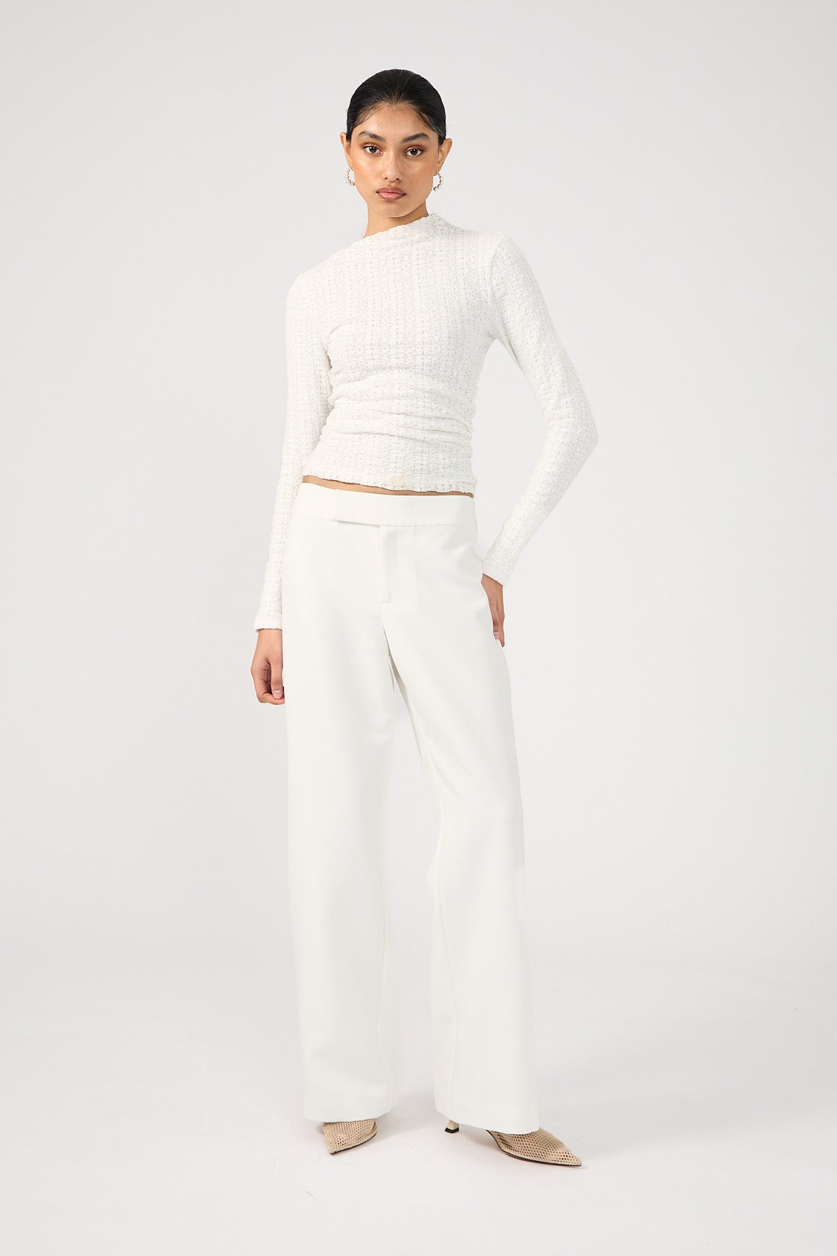 Perfect Stranger Parker Bootleg Low Rise Tailored Pants White
