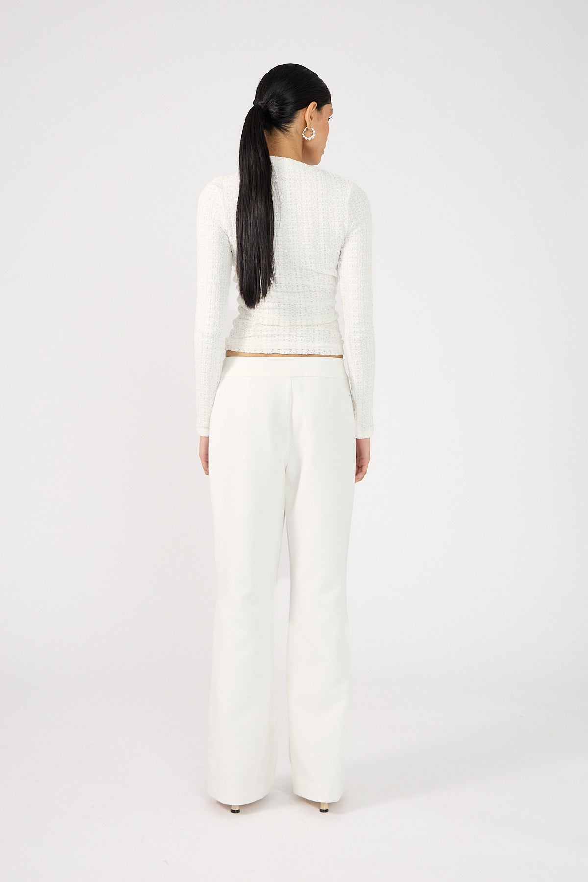 Perfect Stranger Parker Bootleg Low Rise Tailored Pants White