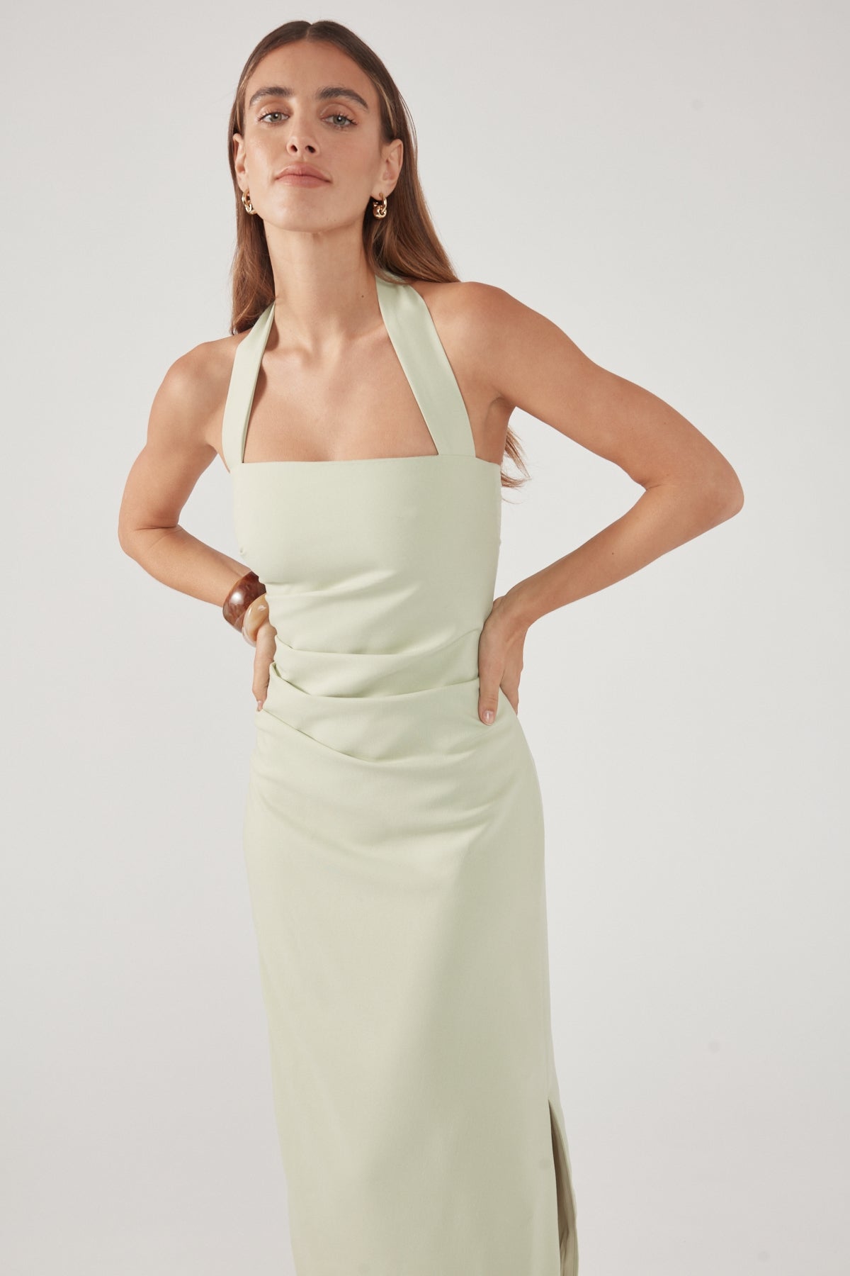 Perfect Stranger Lucette Halter Suiting Midi Dress Mint