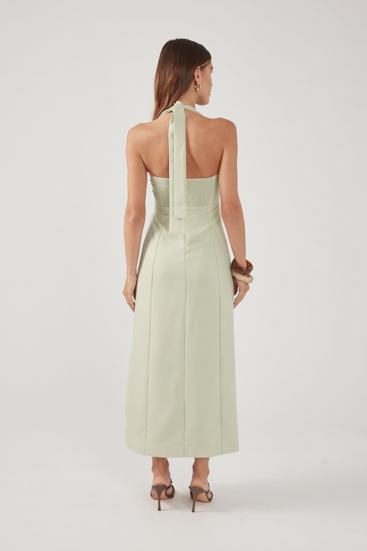 Perfect Stranger Lucette Halter Suiting Midi Dress Mint