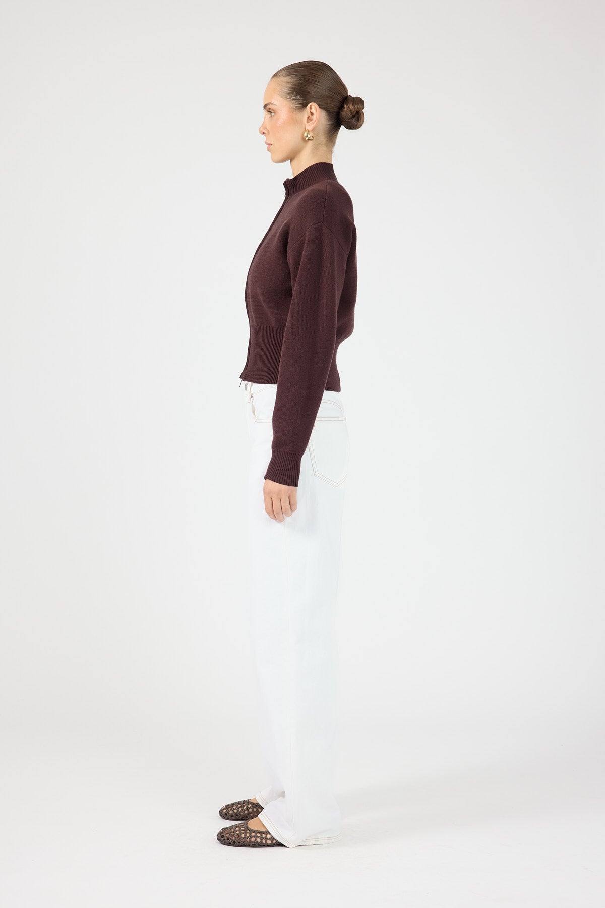 Perfect Stranger Rana Zip Up Cardigan Bitter Chocolate