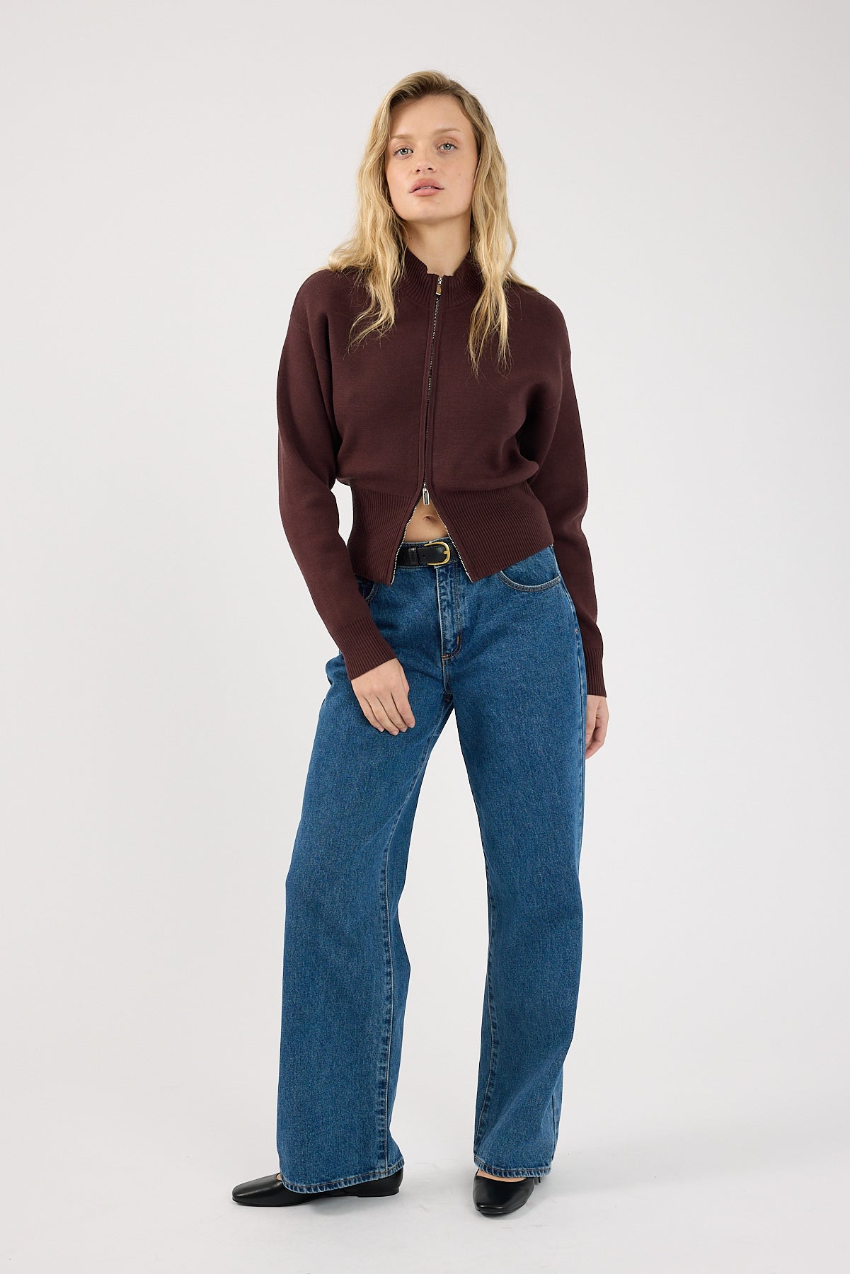 Perfect Stranger Rana Zip Up Cardigan Bitter Chocolate