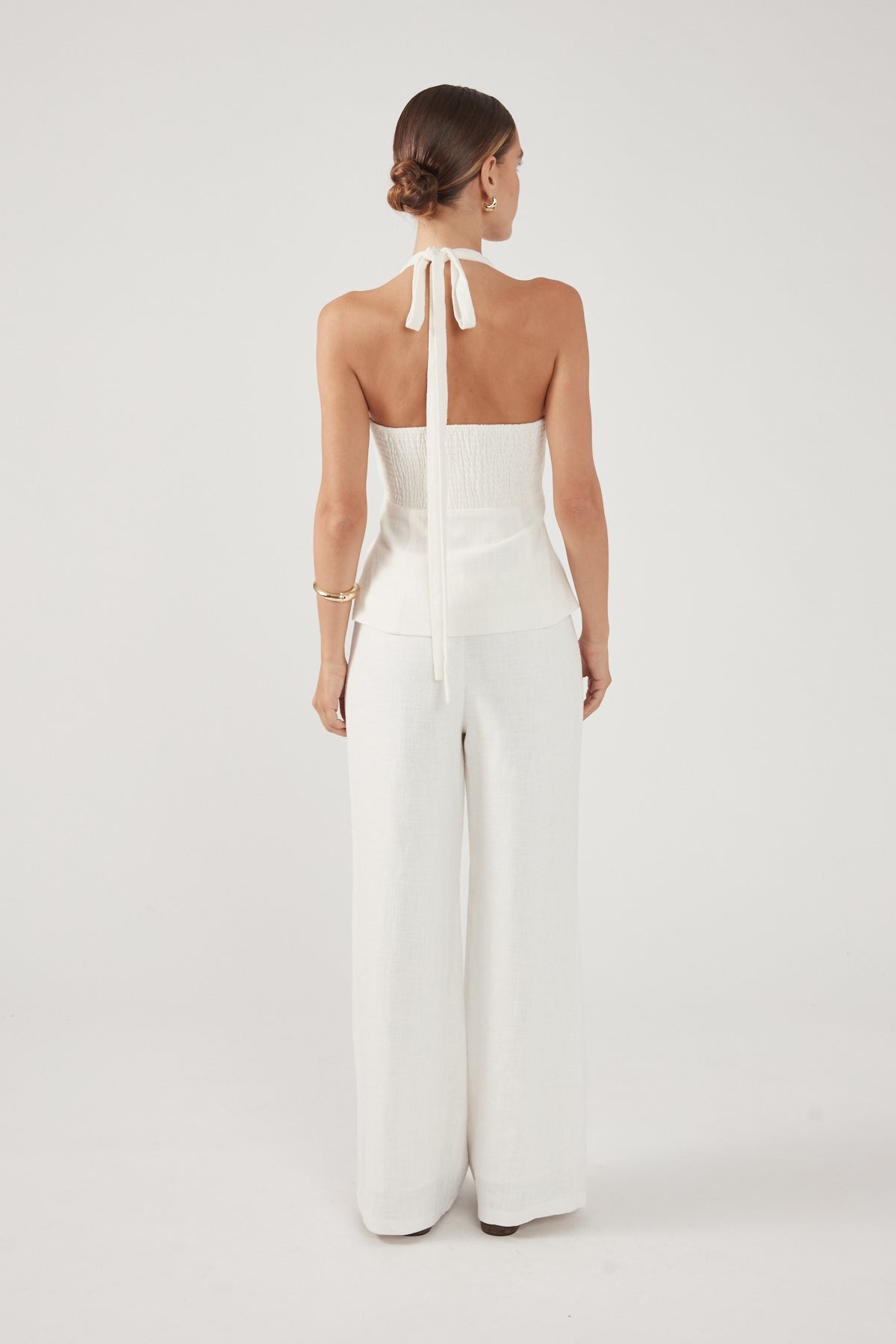 Perfect Stranger Maui Tie Front Low Rise Linen Pant White
