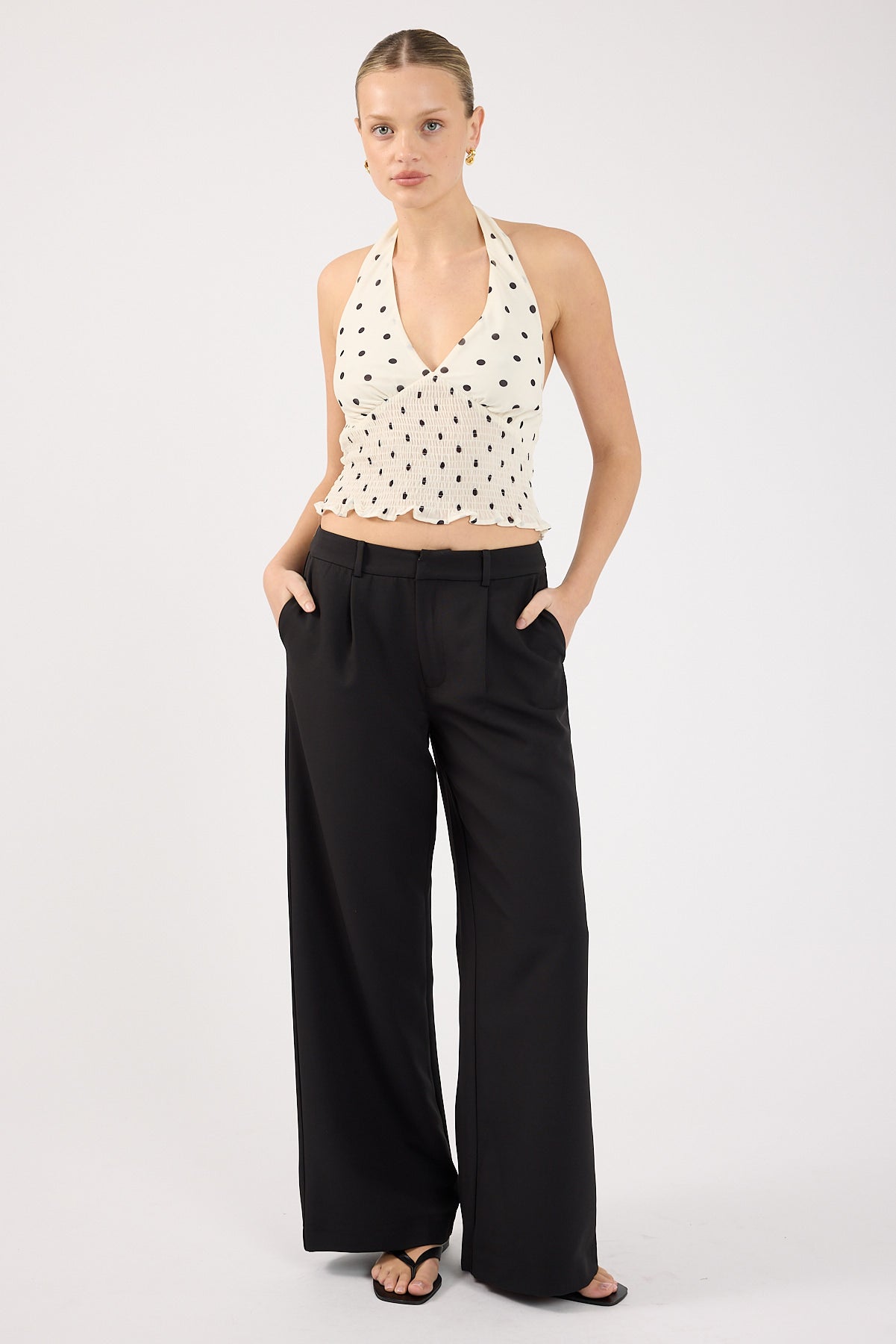 Perfect Stranger Lupa Mid Rise Pleated Tailored Pant Black
