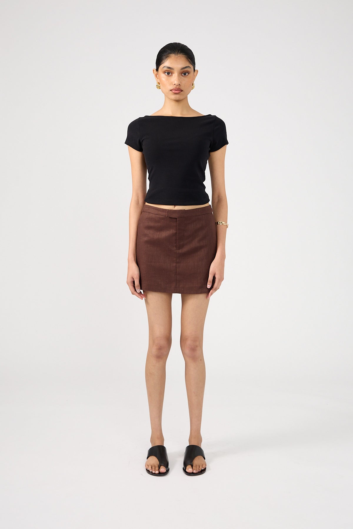 Perfect Stranger Menorca Tailored Mini Skirt Chocolate Brown