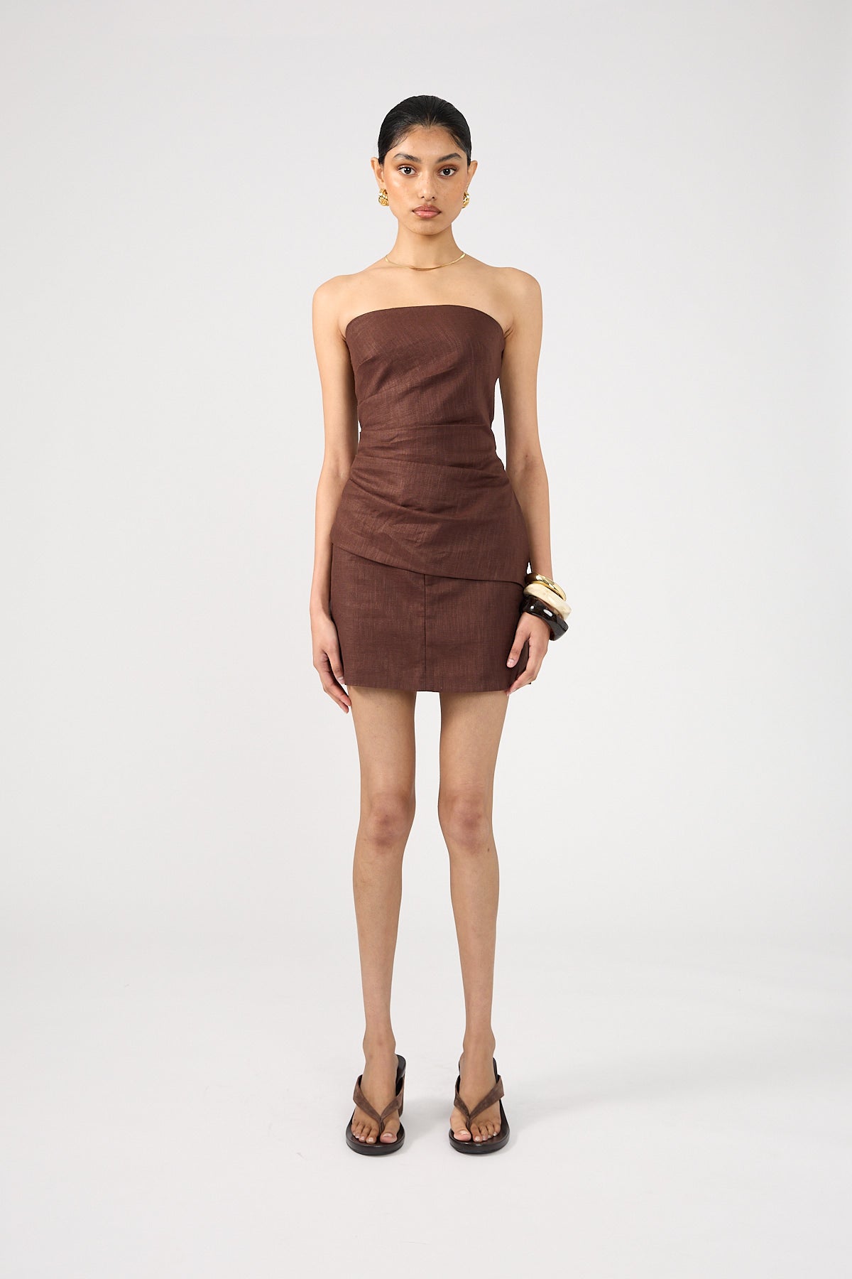 Perfect Stranger Menorca Tailored Mini Skirt Chocolate