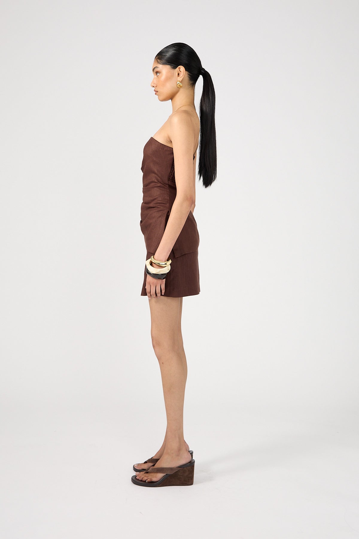 Perfect Stranger Menorca Tailored Mini Skirt Chocolate Brown