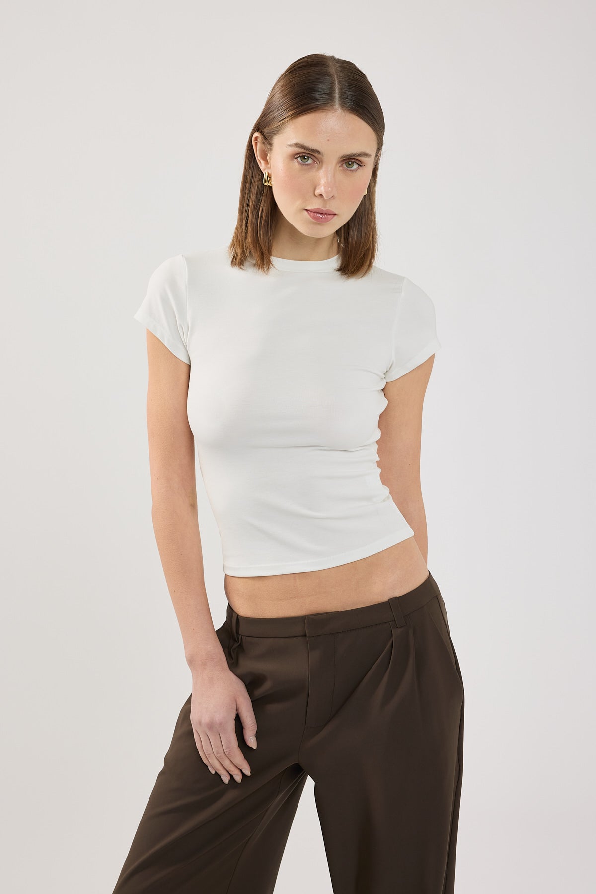 Perfect Stranger Longline Cap Sleeve Tee white