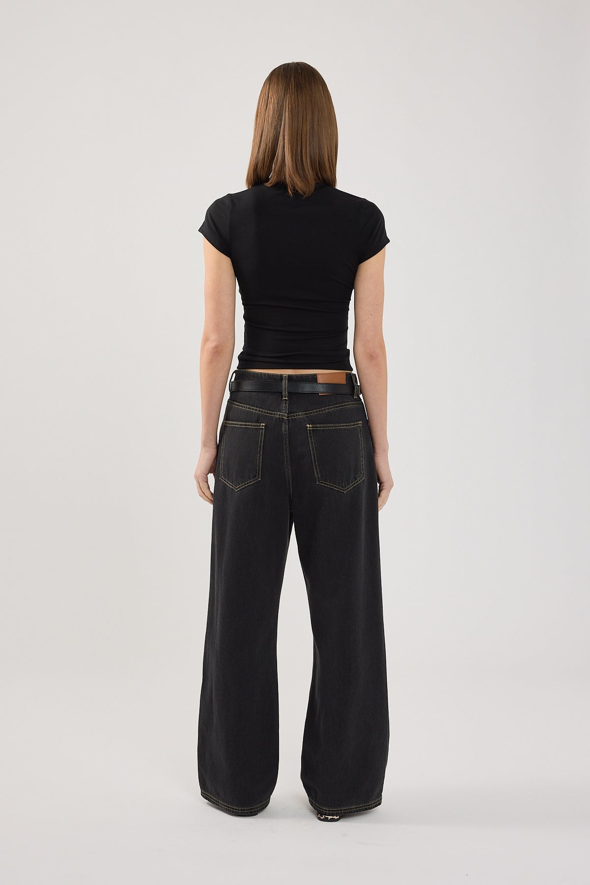 Perfect Stranger Longline Cap Sleeve Tee Black