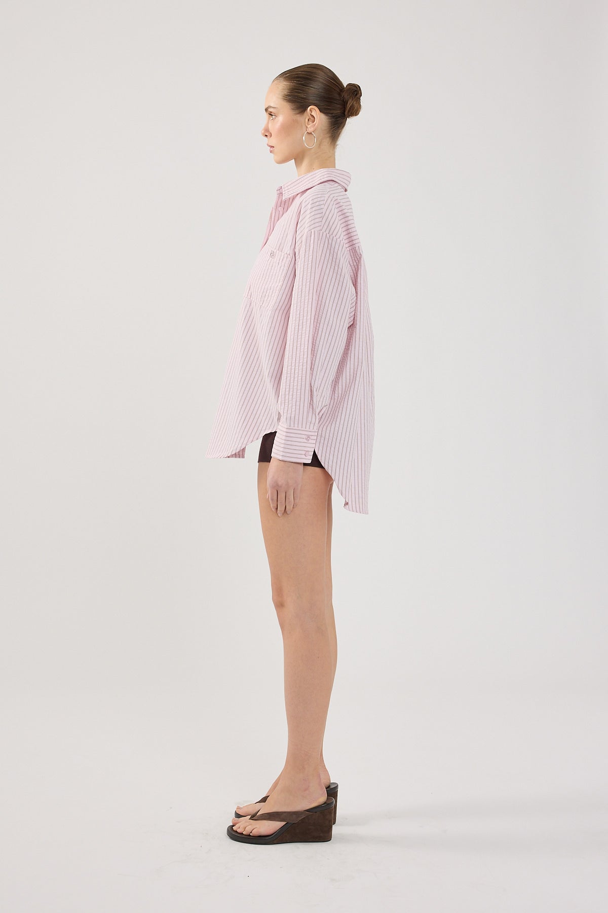 Perfect Stranger Callie Stripe Long Sleeve Shirt Pink Stripe