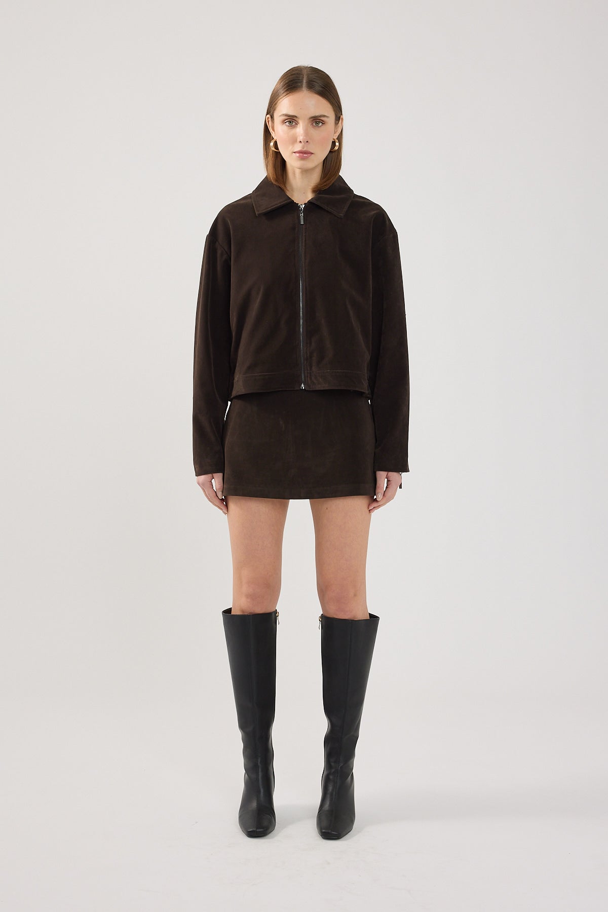 Perfect Stranger Kandice Suede Skort Brown