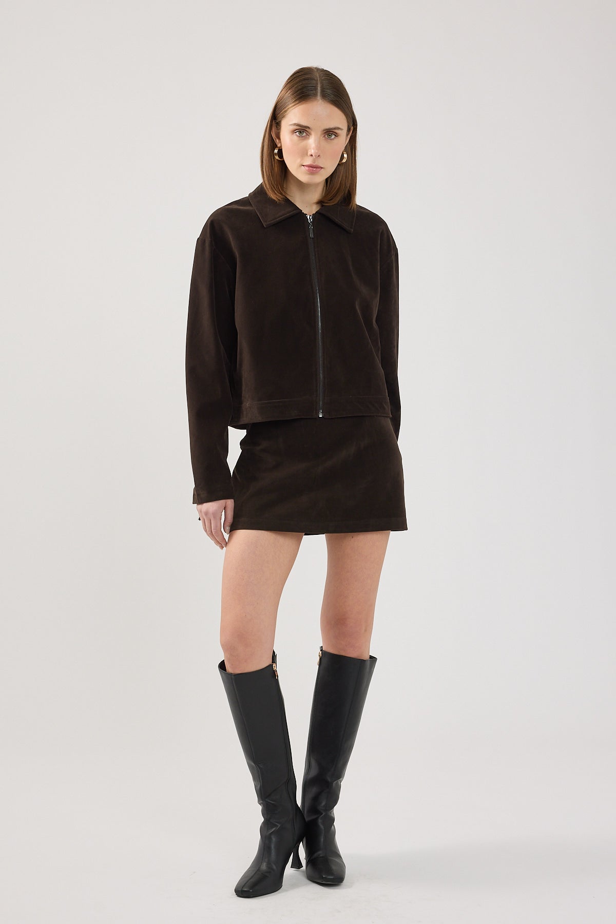 Perfect Stranger Kandice Suede Skort Brown